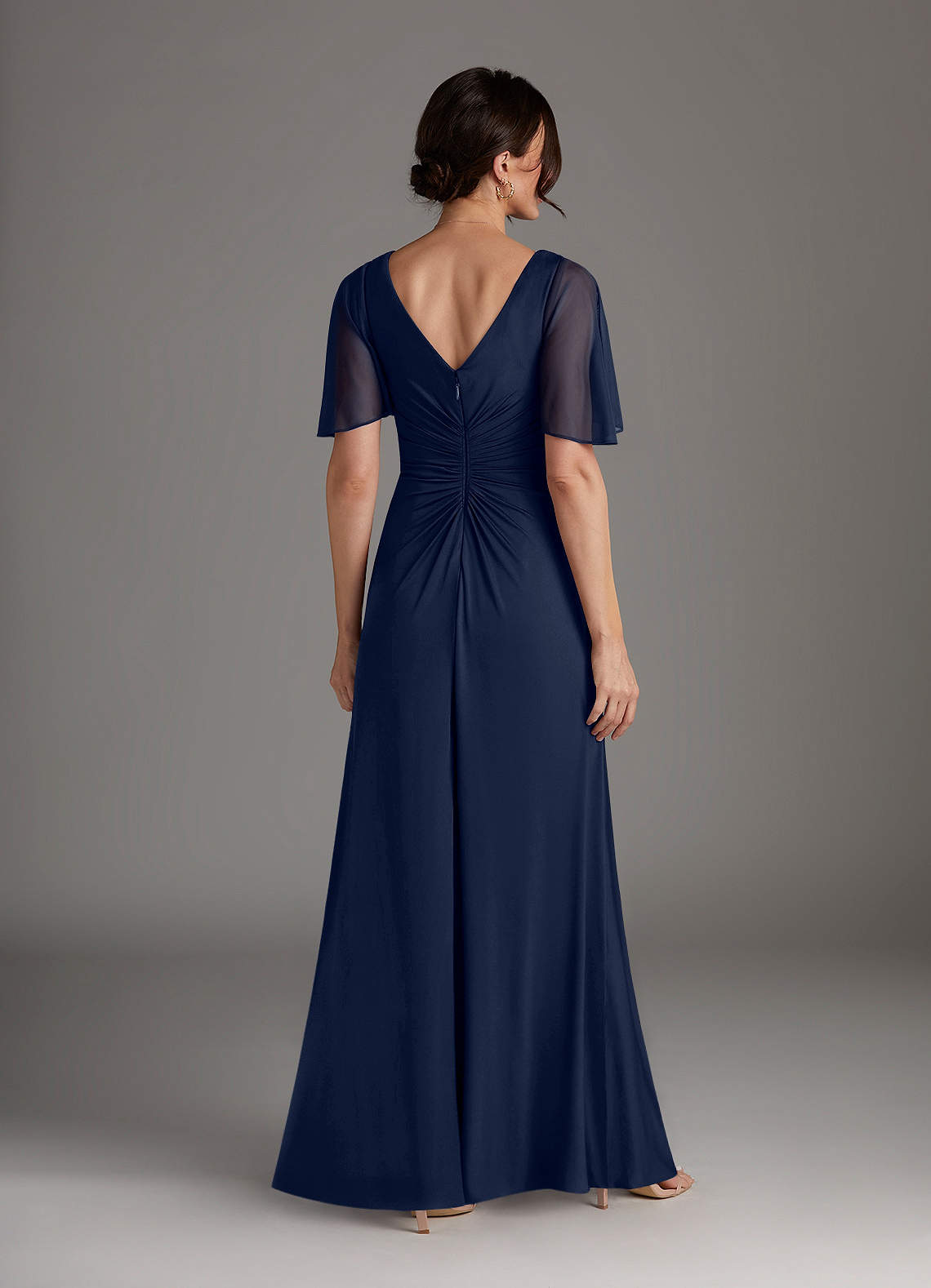 Azazie Sicily Dark Navy A-Line Pleated Jersey Dress Ready to Ship | Azazie