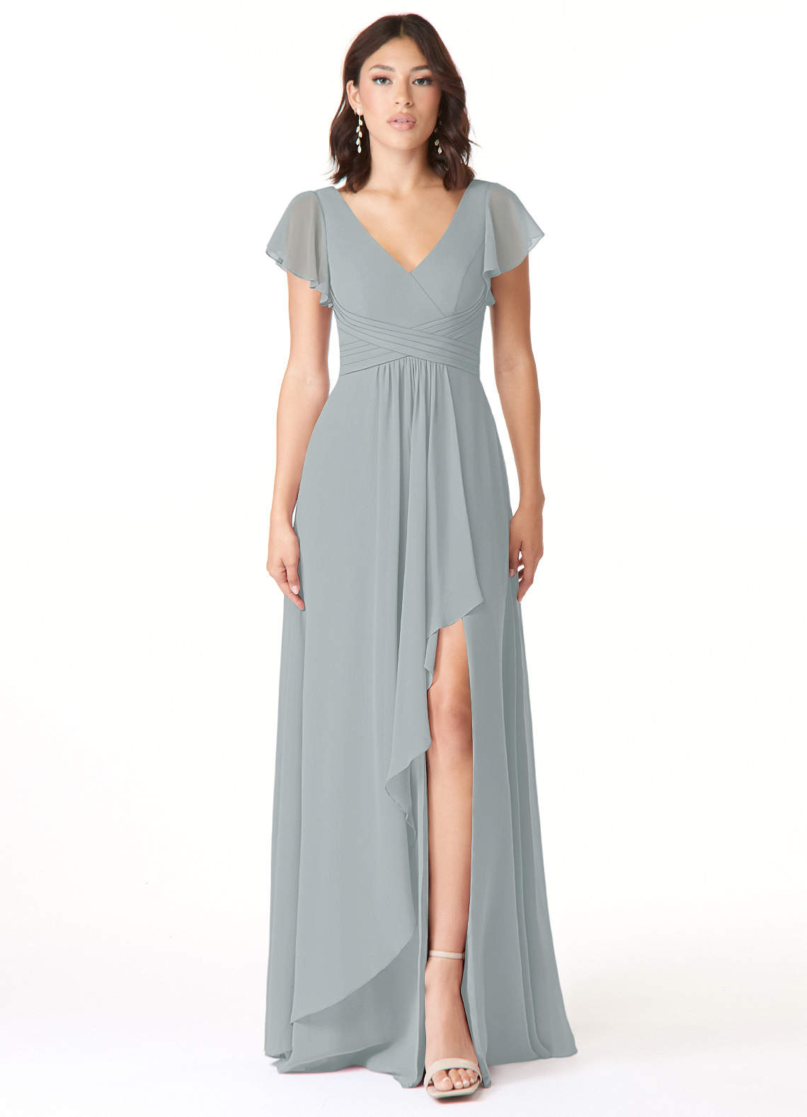 Azazie Omari Bridesmaid Dresses Dolphin Grey A-Line Chiffon Dress image1
