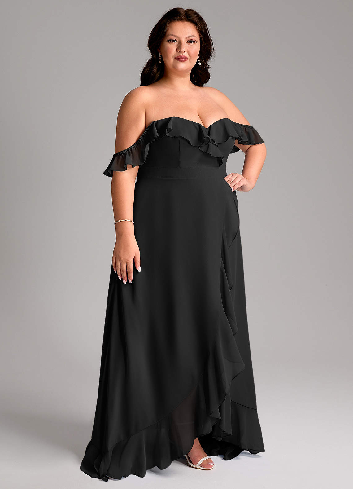 Azazie Lyra Bridesmaid Dresses Black A-Line Chiffon Convertible Dress image12