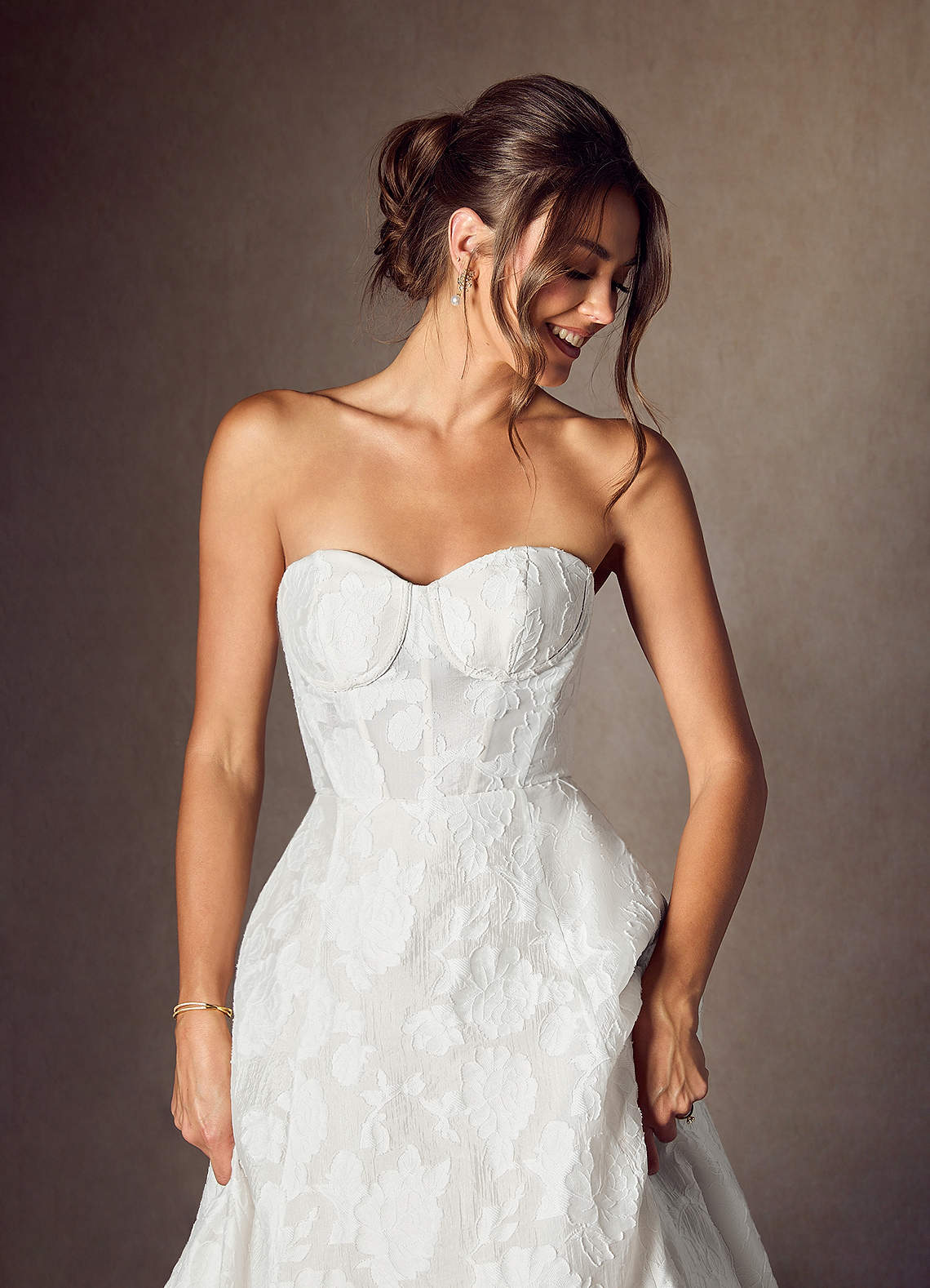 Azazie Meadow Diamond White Ball-Gown Strapless Floral