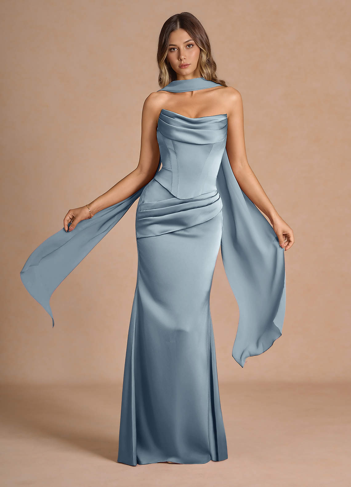 Sorrel Powder Blue Corset Two-Piece Sets | Azazie