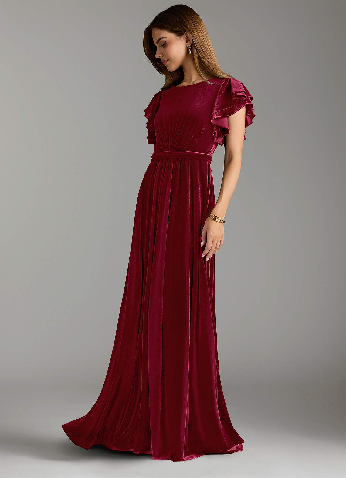 modest burgundy dress Azazie A-Line Scoop Neck Floor-Length Velvet Bridesmaid Dresses Wedding Guest lehenga choli new black homecoming dresses short Size:MOM-XL