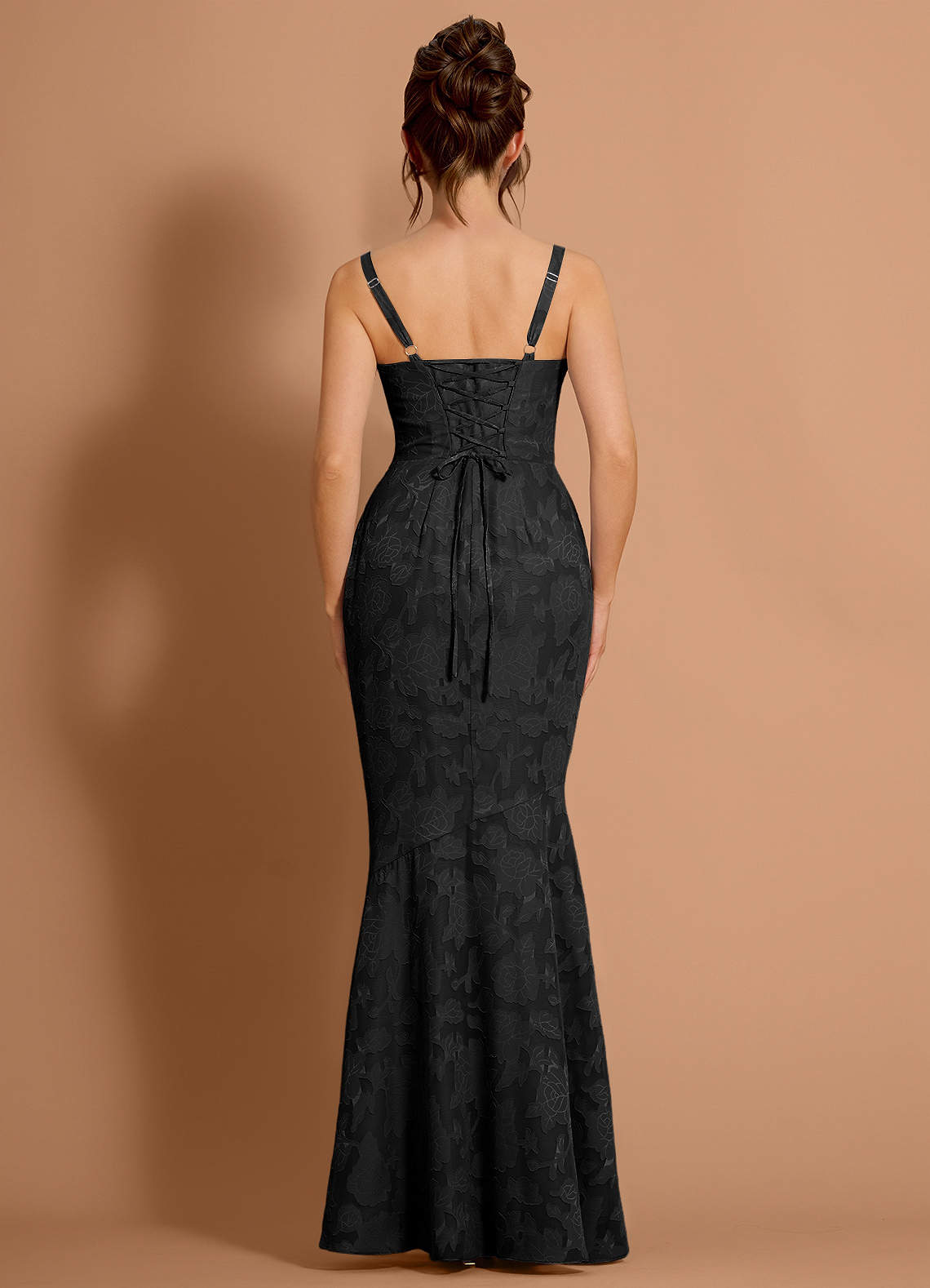 Azazie Plus Size Floor-Length Maxi Dresses Mermaid Wedding Guest Formal Dresses Cowl Black