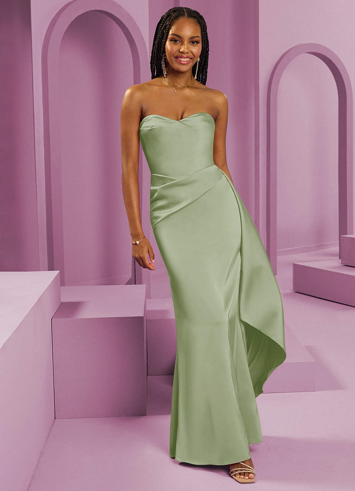 green emerald velvet dress The Willow Label Sage Green Drop Waist Dress