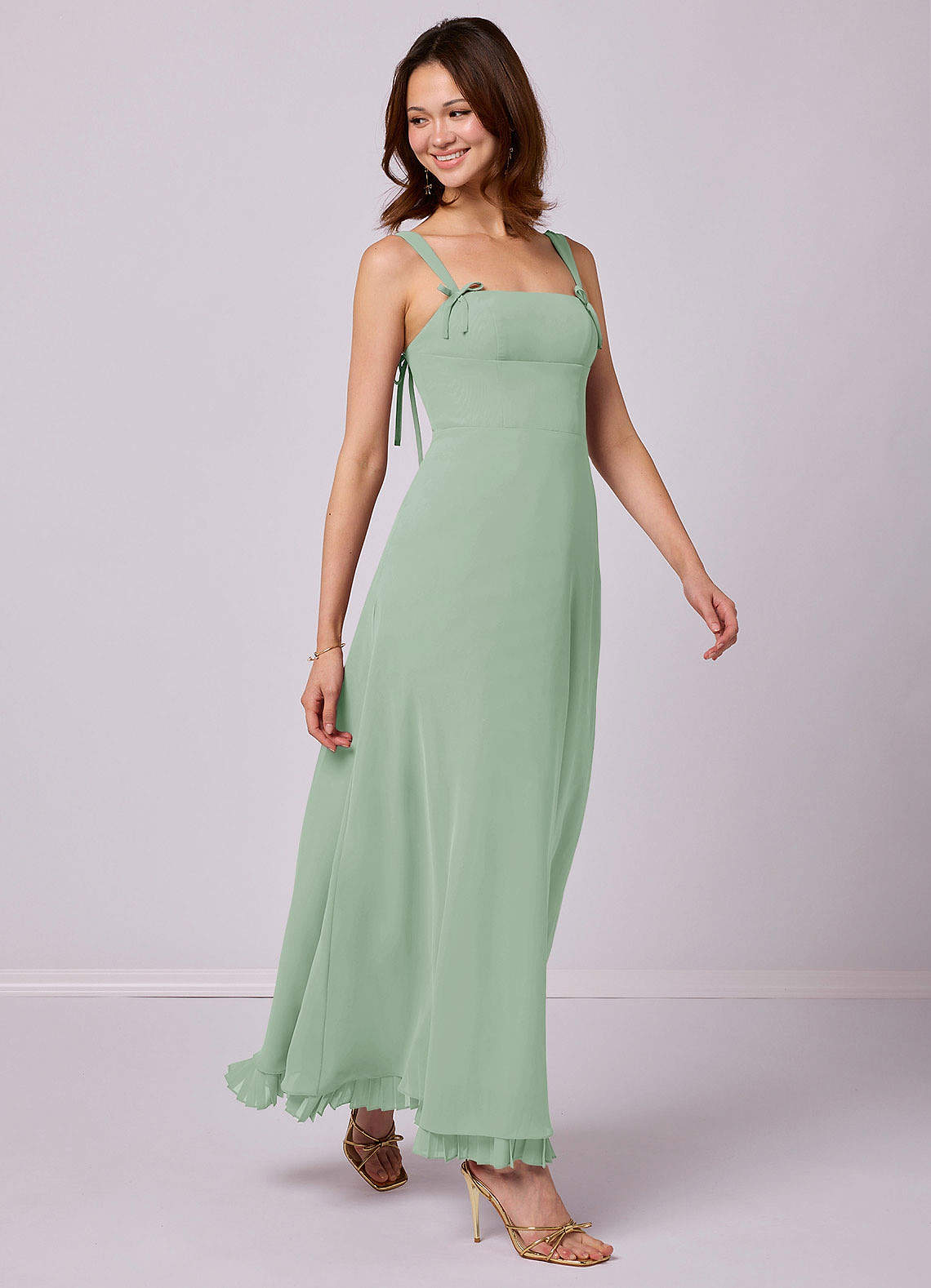 Barbie ♥ Azazie Bridesmaid Dresses Agave A-Line Pleated Chiffon Dress image1