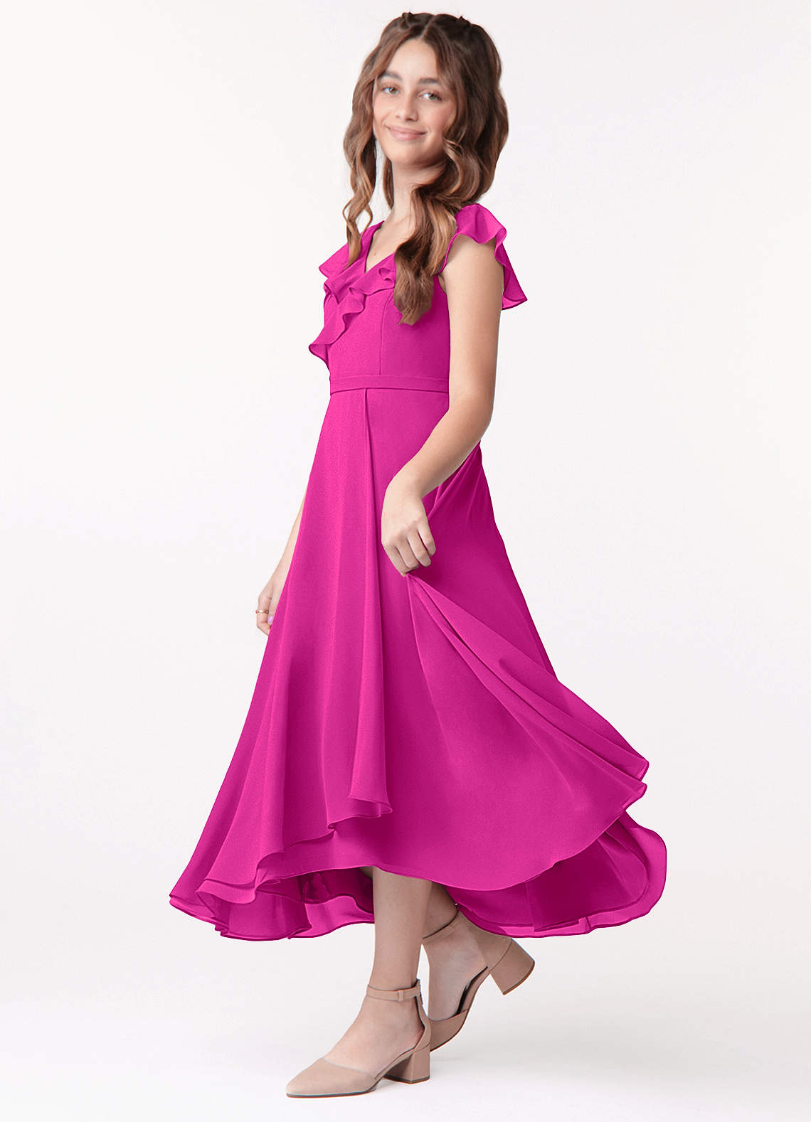 fuchsia junior bridesmaid dresses Azazie Posie Junior