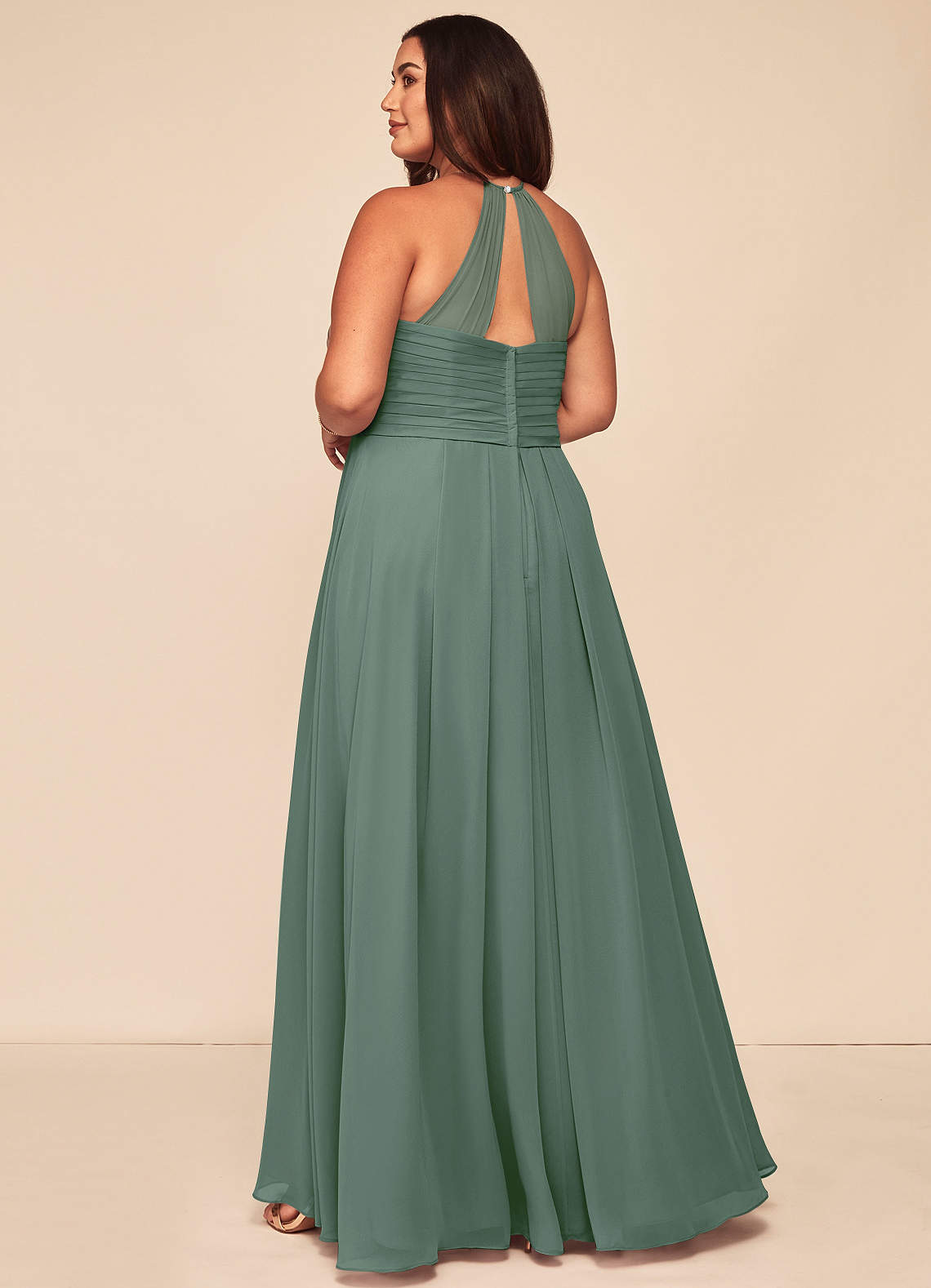 Eucalyptus A-Line Pleated Chiffon Dress main image 0
