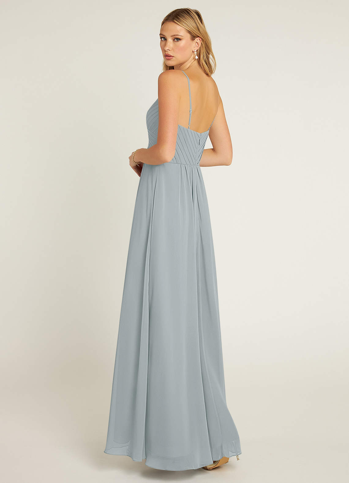Azazie Shannon Bridesmaid Dresses A-Line Pleated Chiffon Floor-Length Dress image1