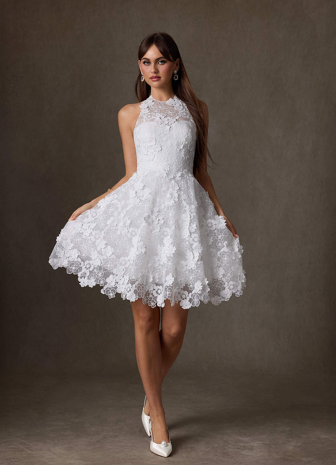 front Satin Pearl Pointed Toe Kitten Heel