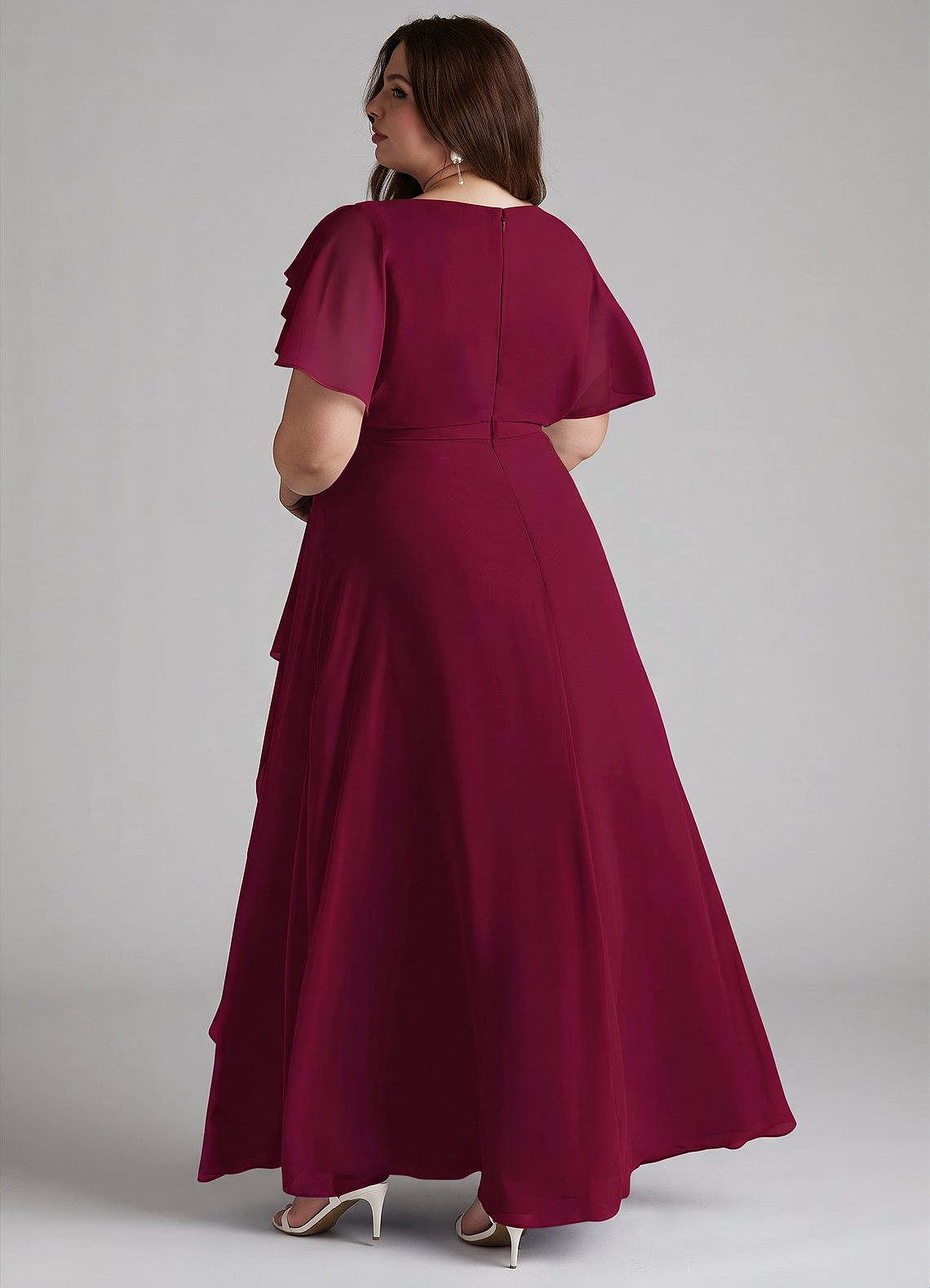 Azazie Aaliyah Modest Bridesmaid Dresses A-Line Scoop Pleated Chiffon Floor-Length Dress image8