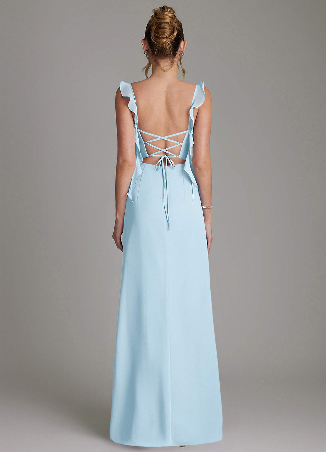 Azazie Jessamine Bridesmaid Dresses Sky Blue Mermaid Corset Chiffon Dress image6