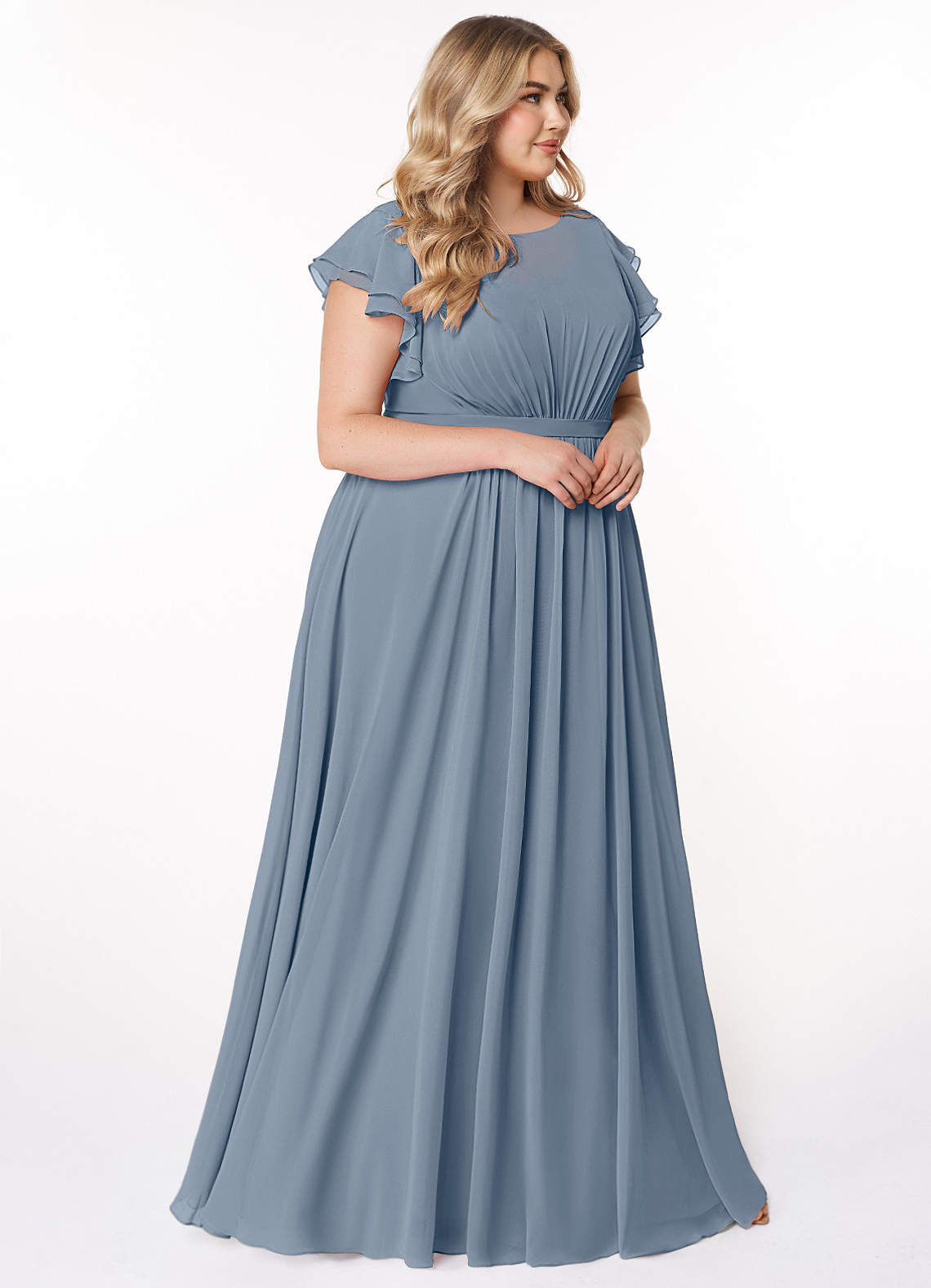 plus size modest bridesmaid dresses with sleeves Modest Square Short Sleeves Chiffon Plus Size Bridesmaid Dresses