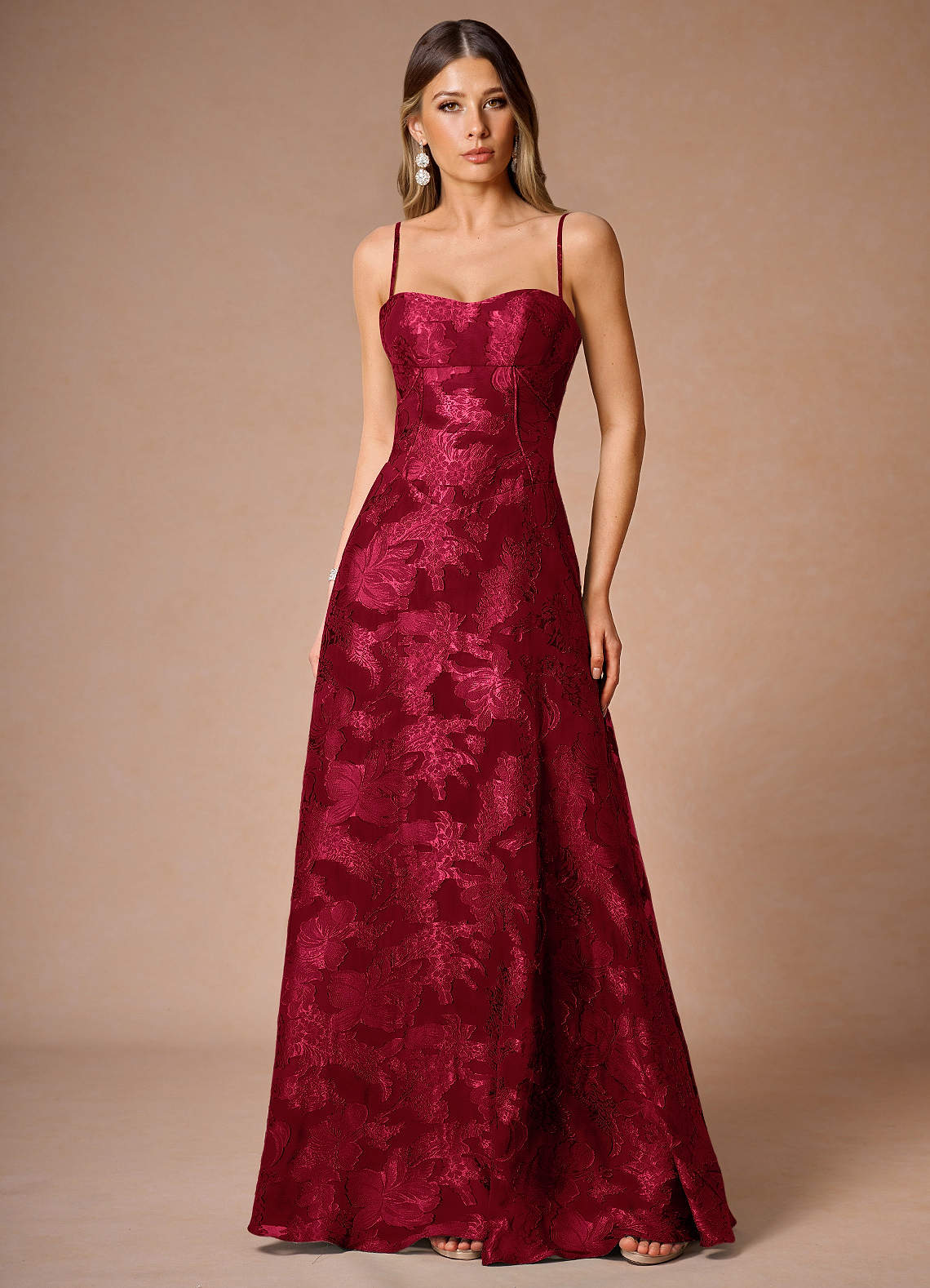 Hollis Ruby Red Lace Back Maxi Dress | Azazie