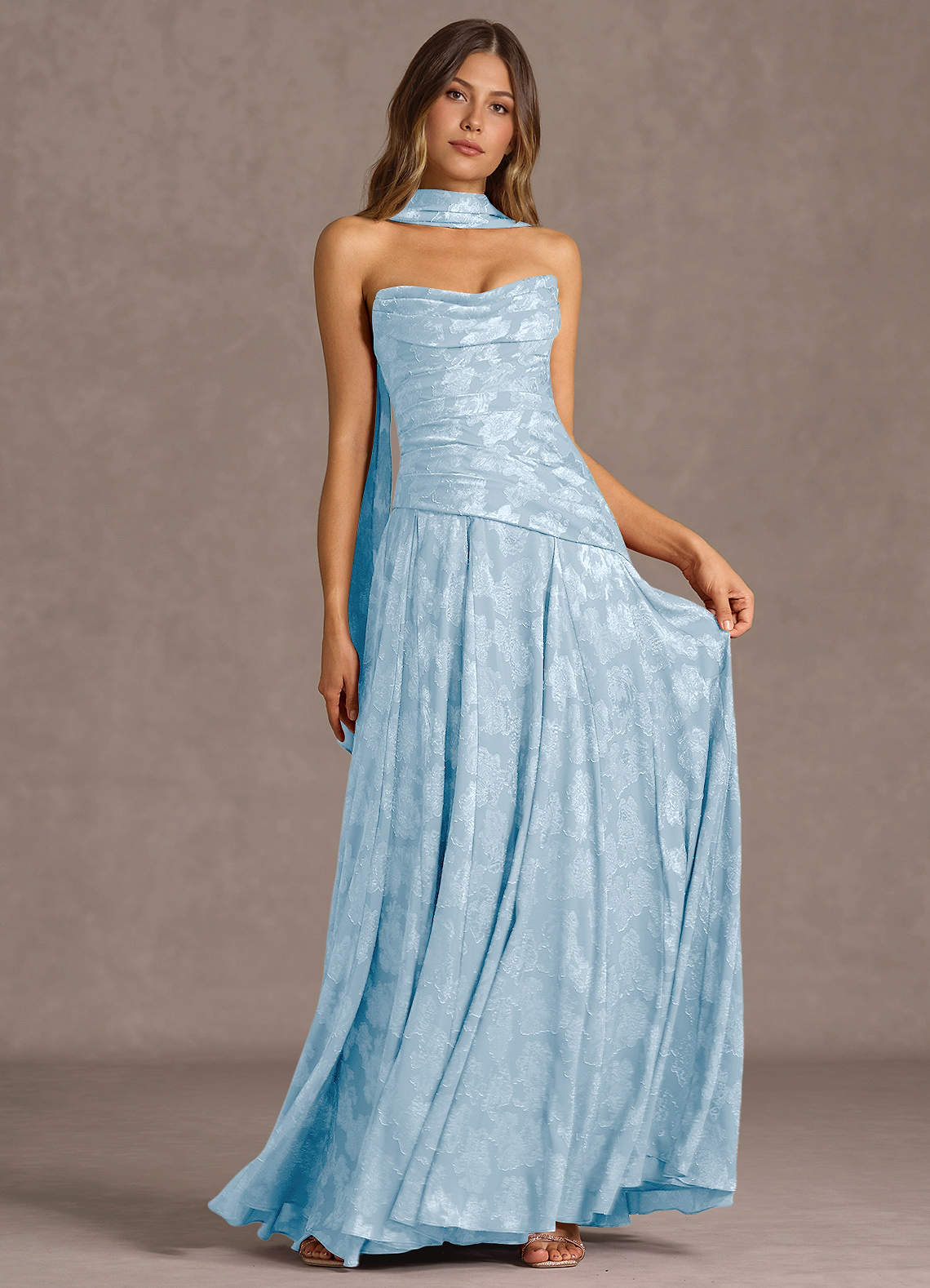 Azazie Floor-Length Maxi Dresses A-Line Wedding Guest Formal Dresses Strapless Powder Blue Azazie Floor-Length Maxi Dresses A-Line Wedding Guest Formal Dresses Strapless Powder Blue