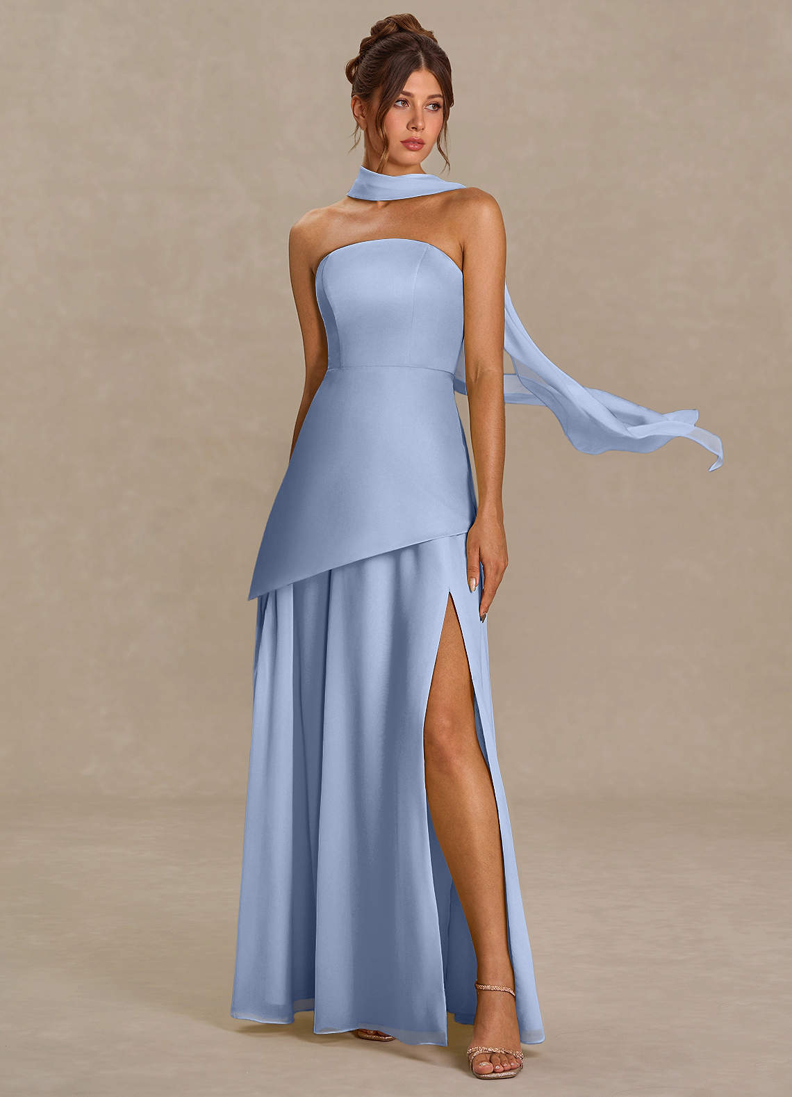 periwinkle bridesmaid dress Lady Black Tie - Novalee Gown - Periwinkle - Hot Stone Dress With Lace Up Back main image 0
