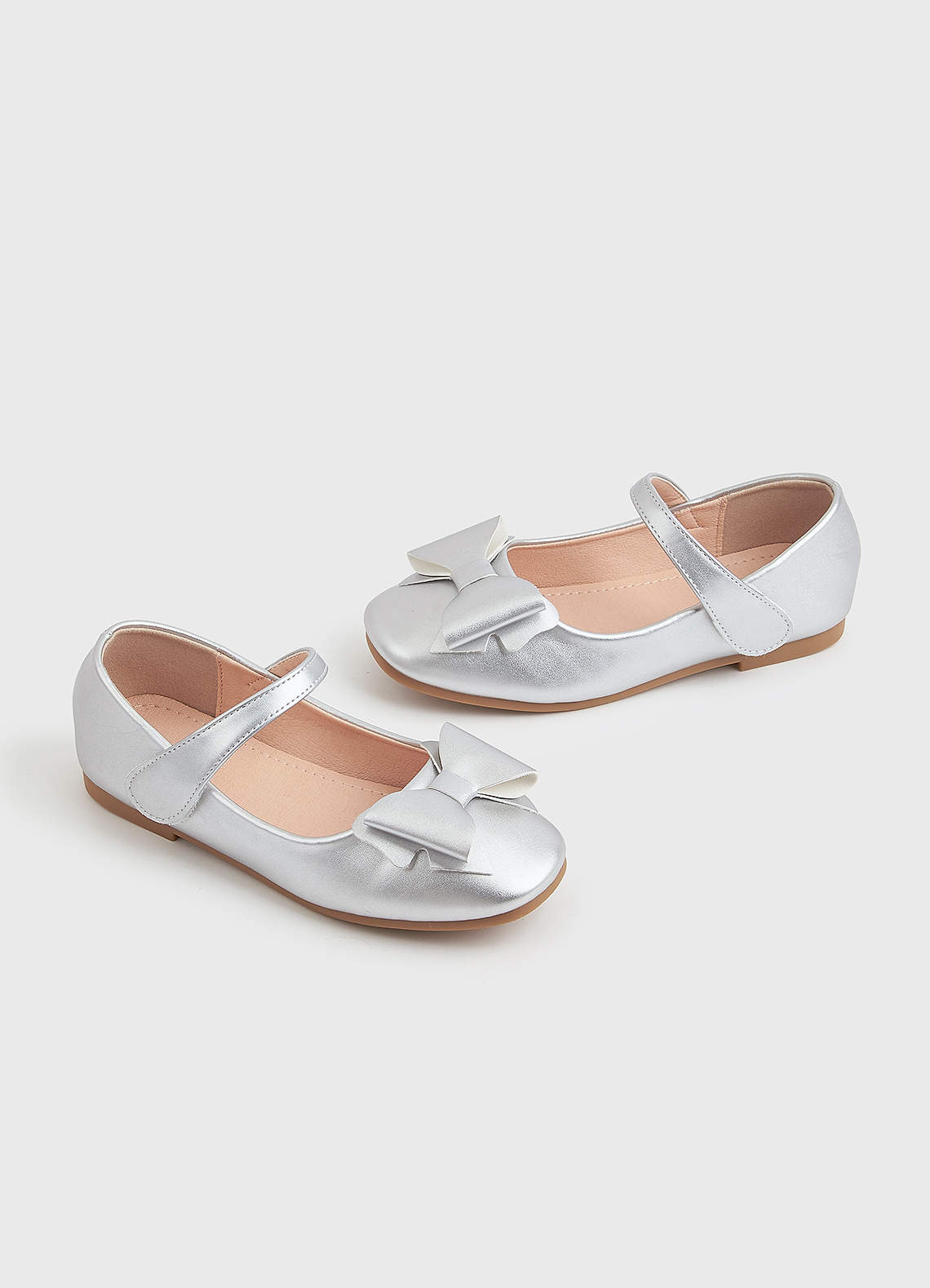 front Metallic Bow Girl's Flat Shoes