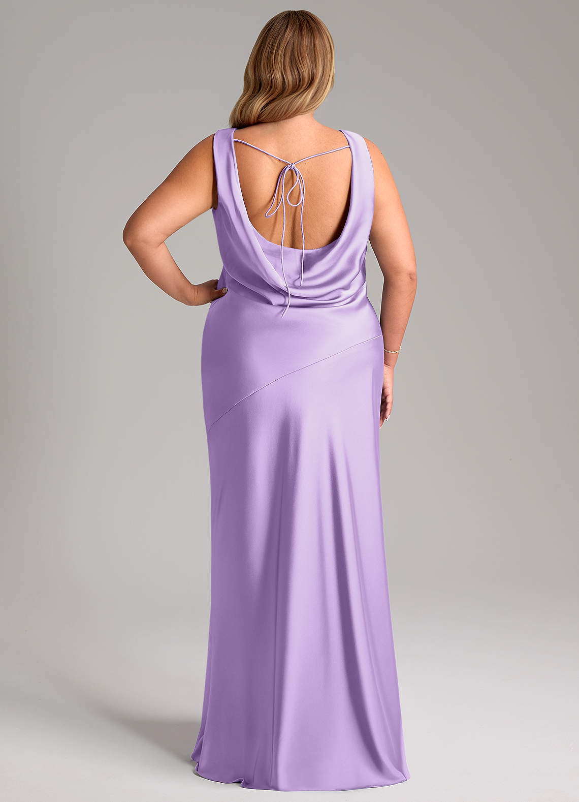 Azazie Rylina Bridesmaid Dresses Lilac Mermaid Stretch Satin Dress image7