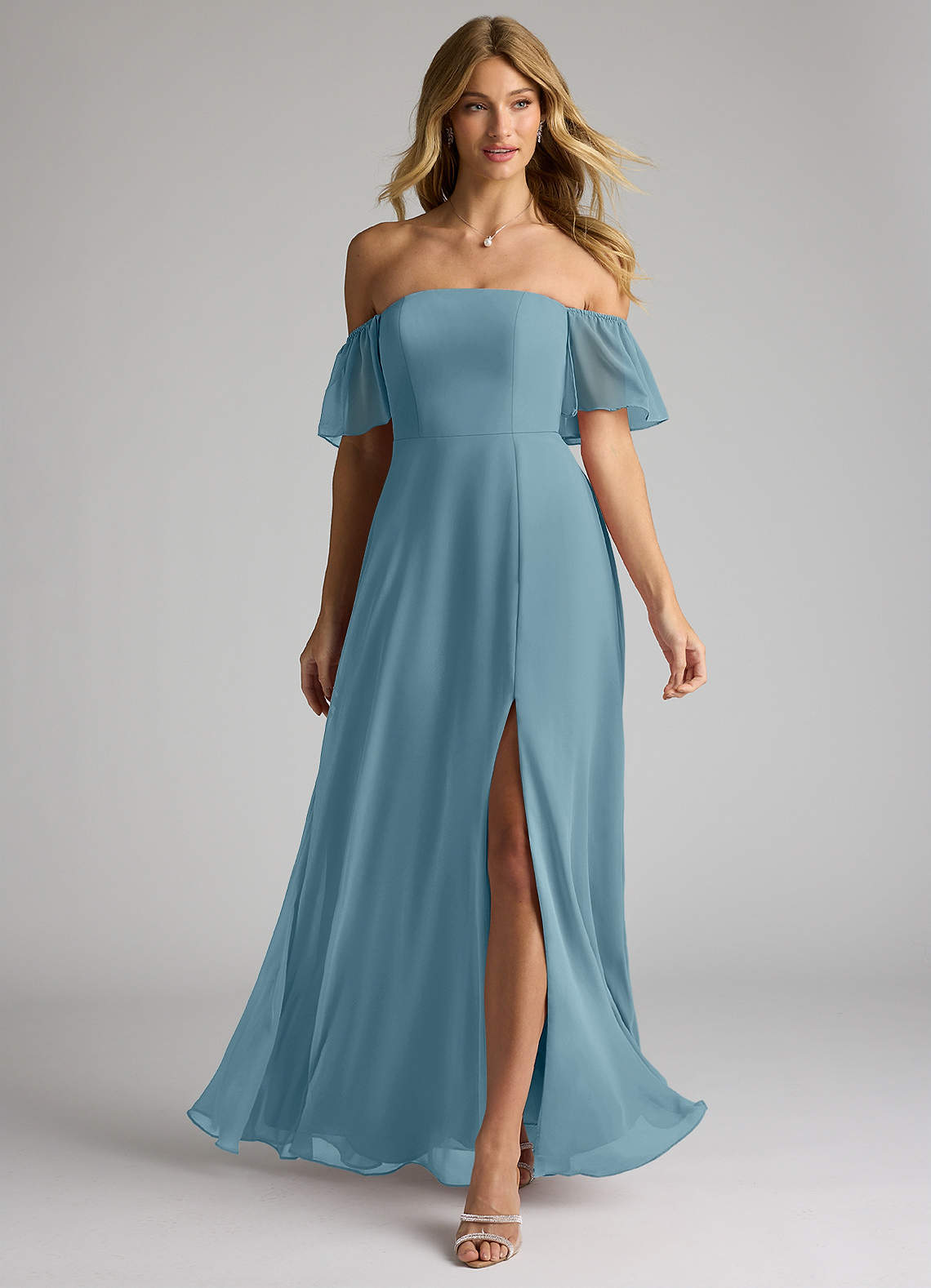 chinese dress ladies Cold Shoulder Chiffon Maxi Dress – Spaghetti Strap Off Shoulder Gown for  Bridesmaids & Formal Events main image 1