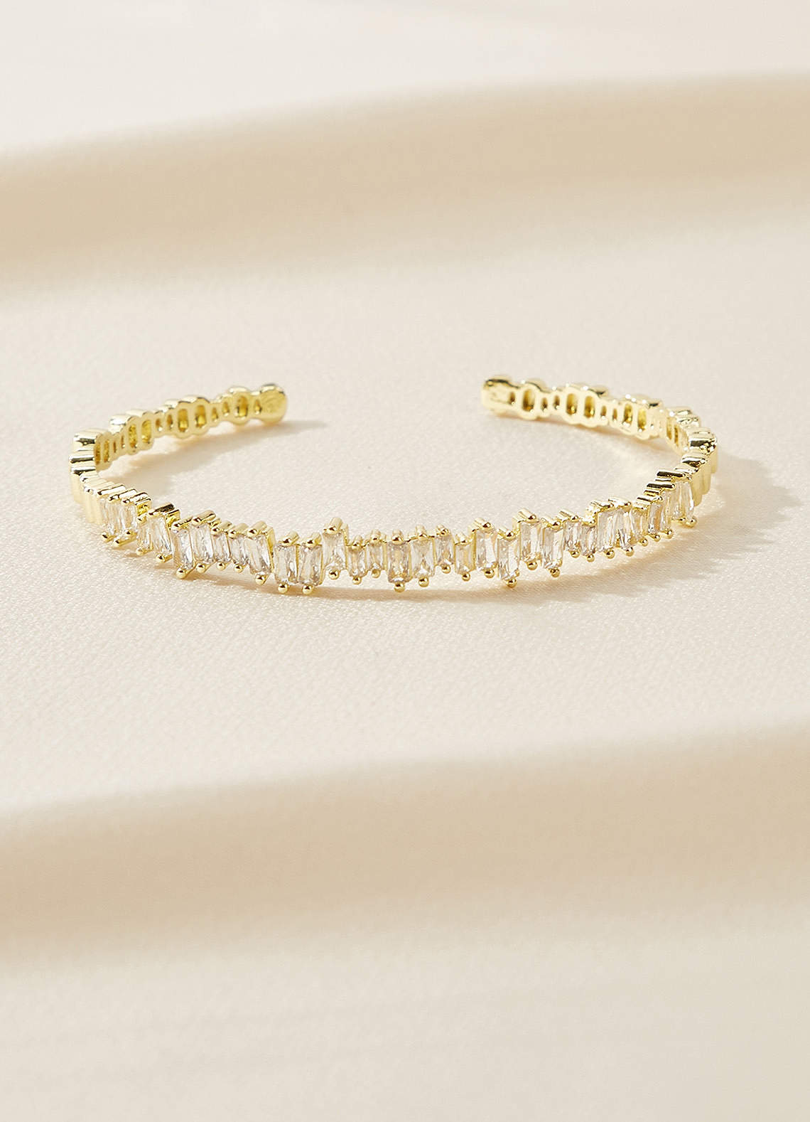 front Thin Jagged Crystal Cuff Bracelet