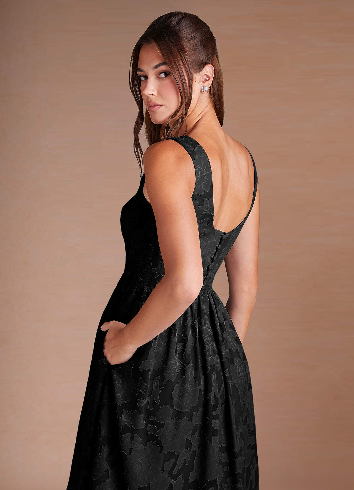 knee length dresses for ladies Wrap Around Modal Dress Black | Queencii | Bazics CY