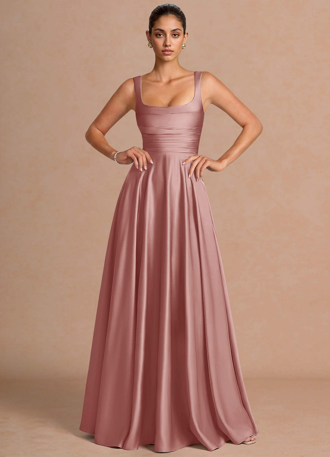 dusty pink flowy dress Azaria Maxi waist 23.6 in