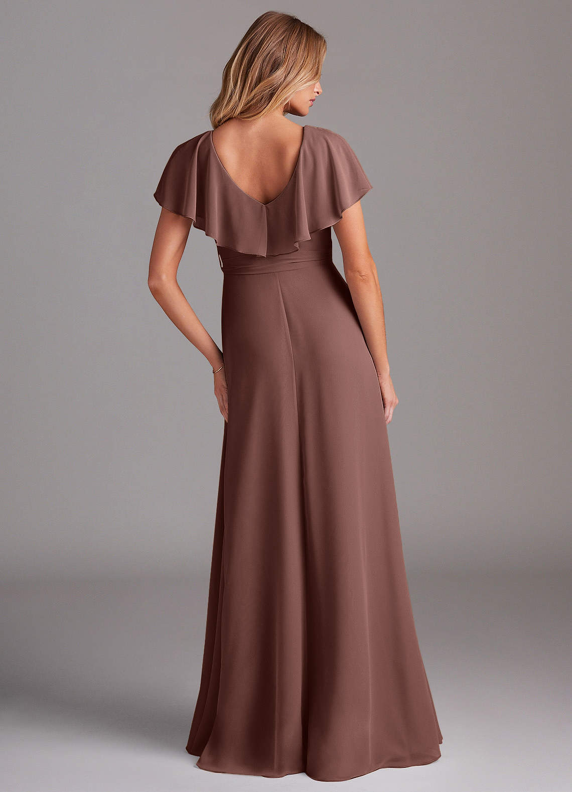 Azazie Lainey Bridesmaid Dresses Espresso A-Line with Pockets Chiffon Dress image6