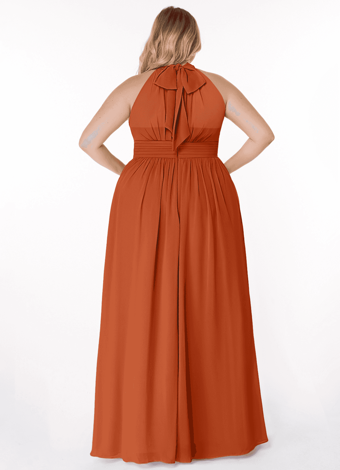 Azazie Iman At-home Try On Dresses Dusty Blue A-Line A-Line Ruched Chiffon Dress image8