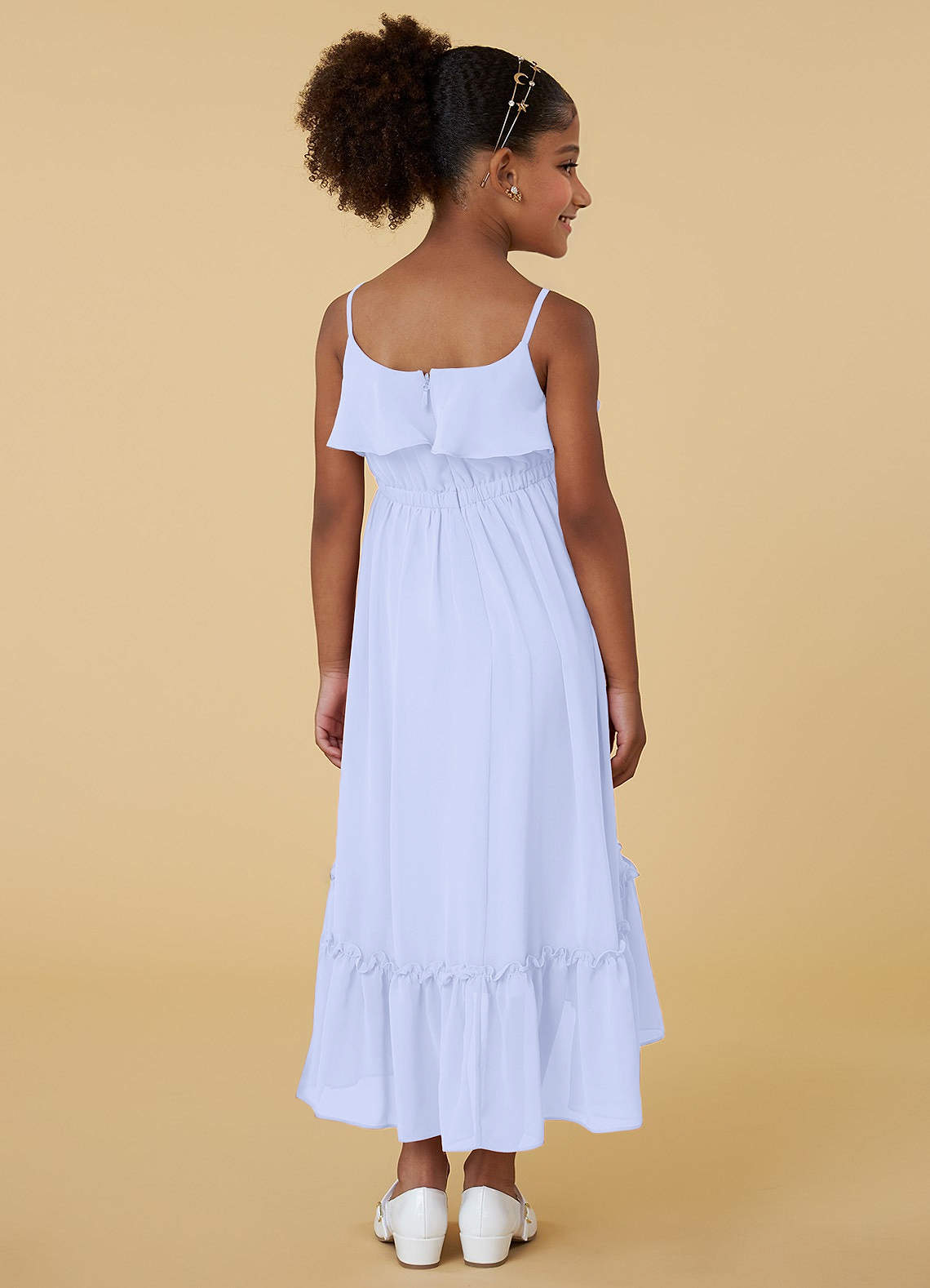 Off-the-shoulder A-line Ruched Chiffon Dress with Slit Olive Green