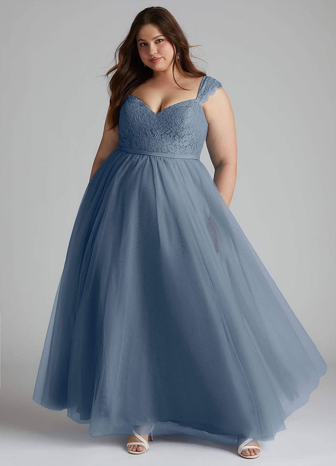 Azazie Luxi Bridesmaid Dresses Twilight A-Line Pleated Tulle Dress image1