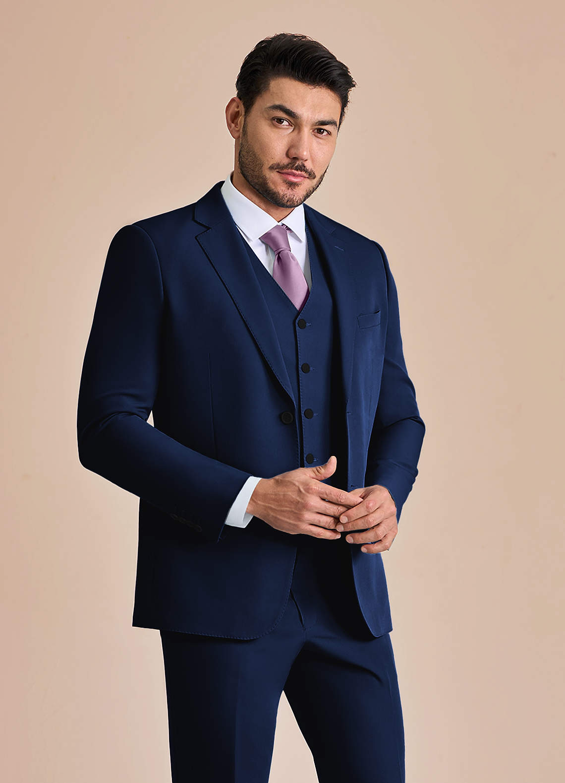 front James Blue Structured Stretch Suit Jacket