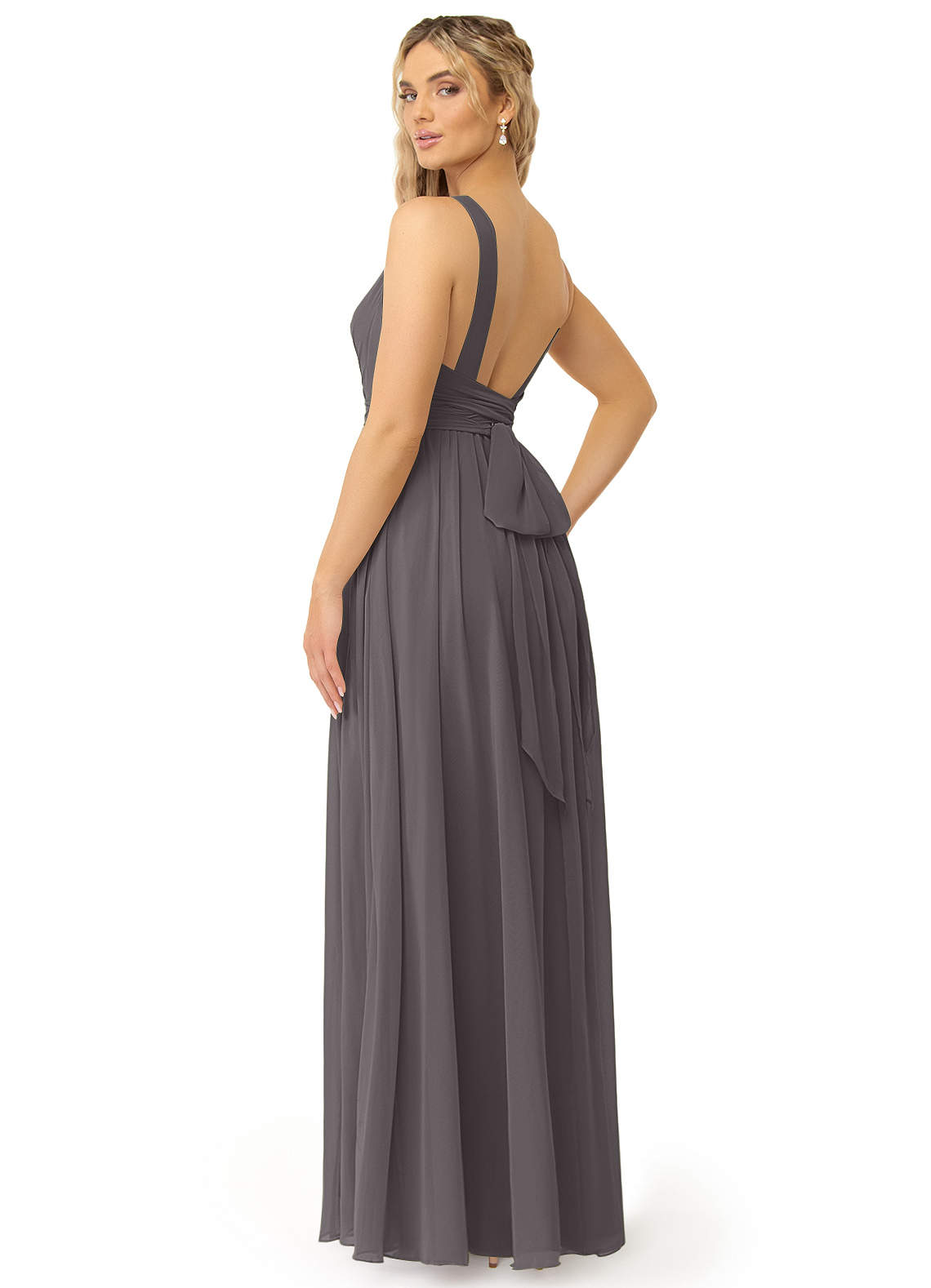 Azazie Kora Ready to Ship Steel Grey Chiffon Bridesmaid Dresses
