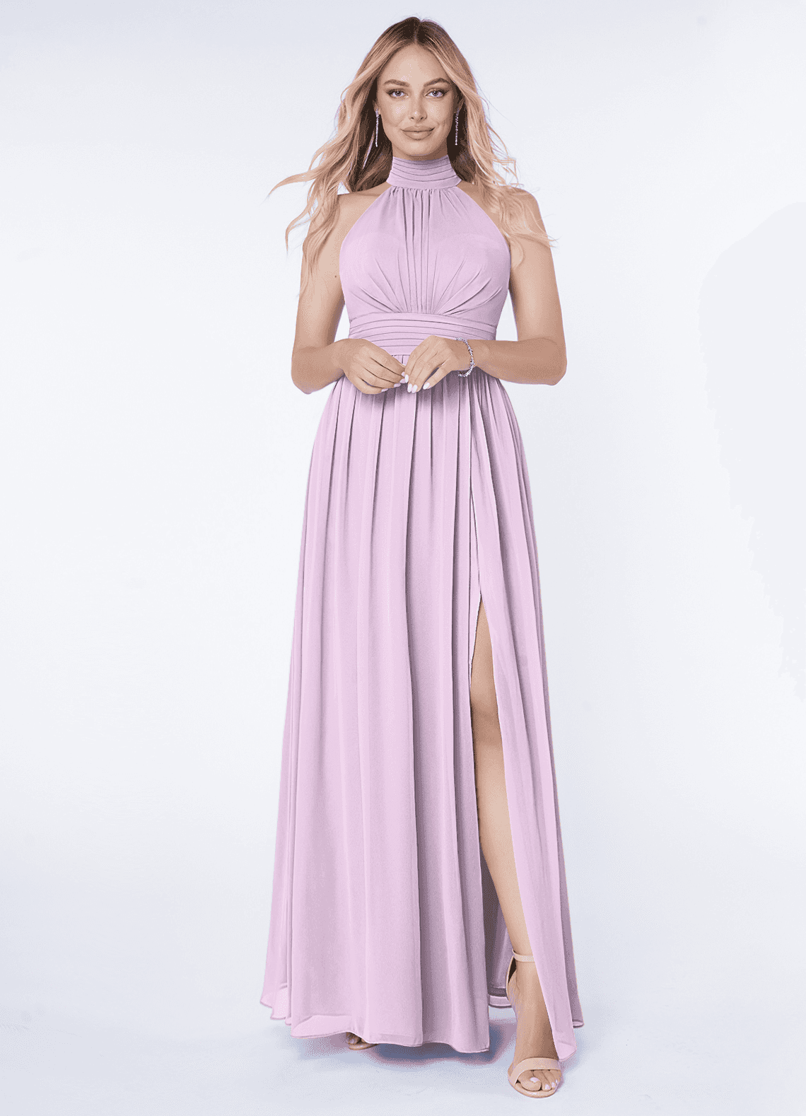Azazie Iman Bridesmaid Dresses Frosted Lilac A-Line A-Line Ruched Chiffon Dress image1