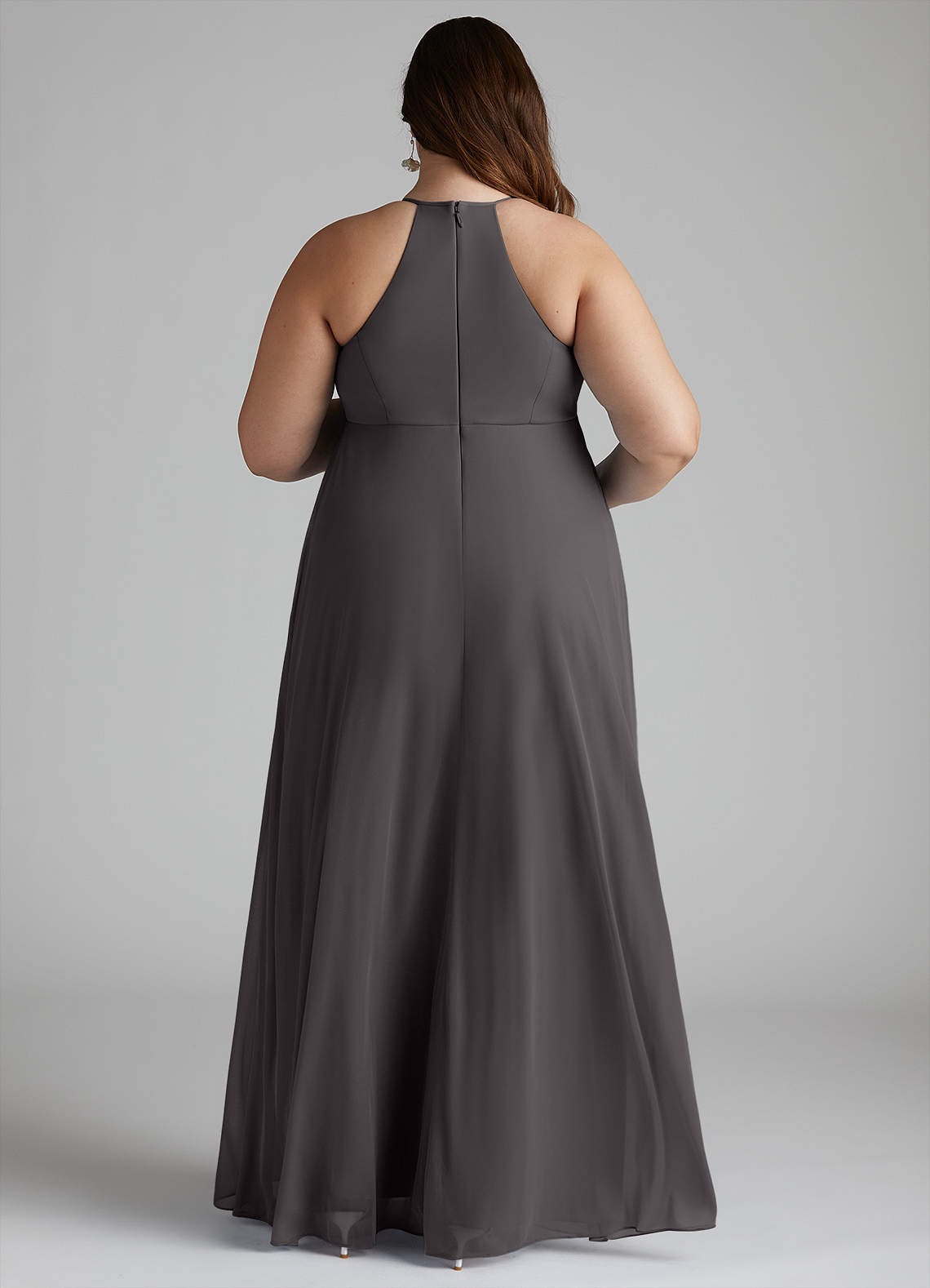 Azazie Annabelle Maternity Bridesmaid Dresses A-Line V-Neck Pleated Mesh Floor-Length Dress image7