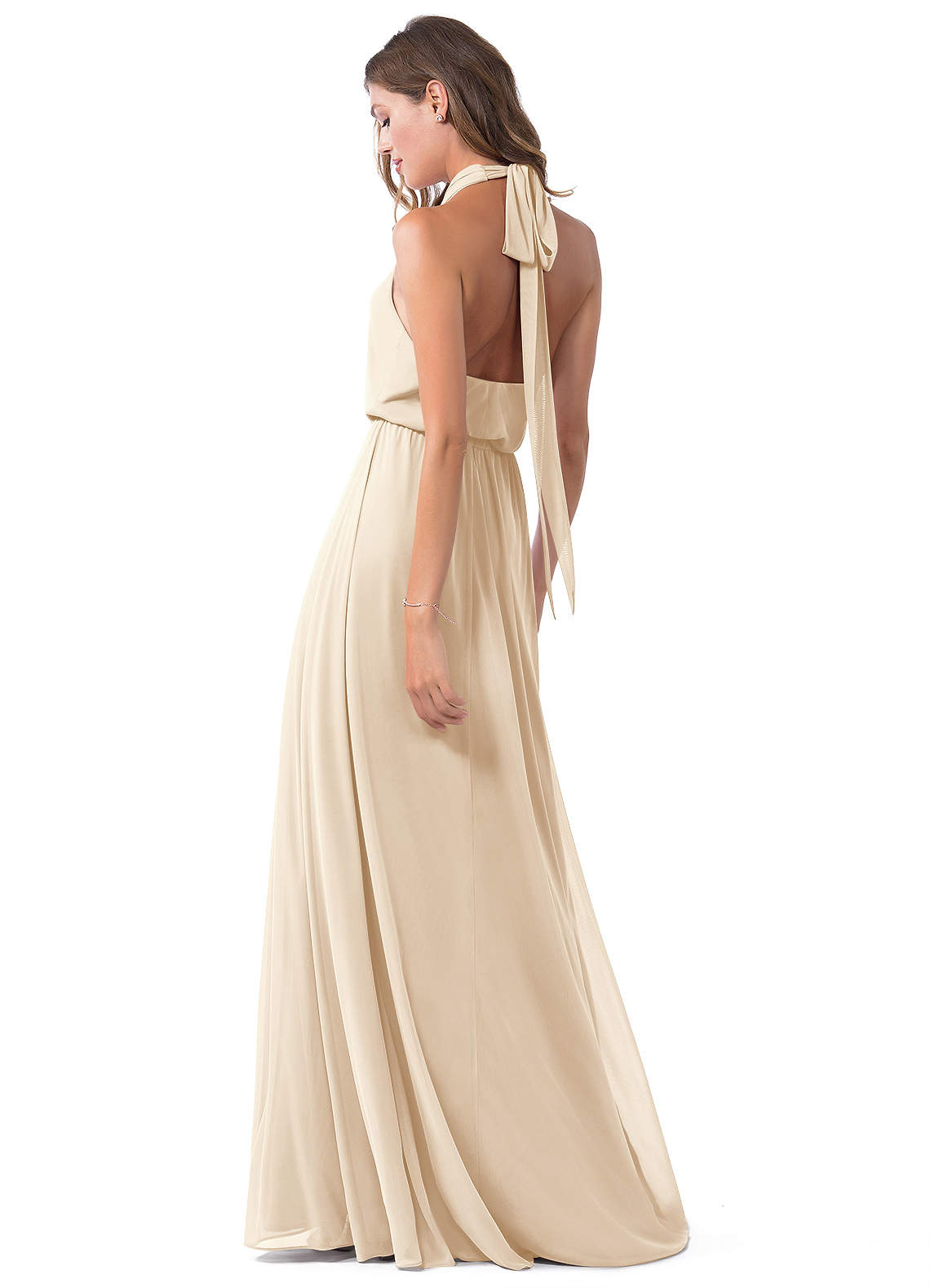 Azazie Landry Ready to Ship Champagne Mesh Bridesmaid Dresses | Azazie