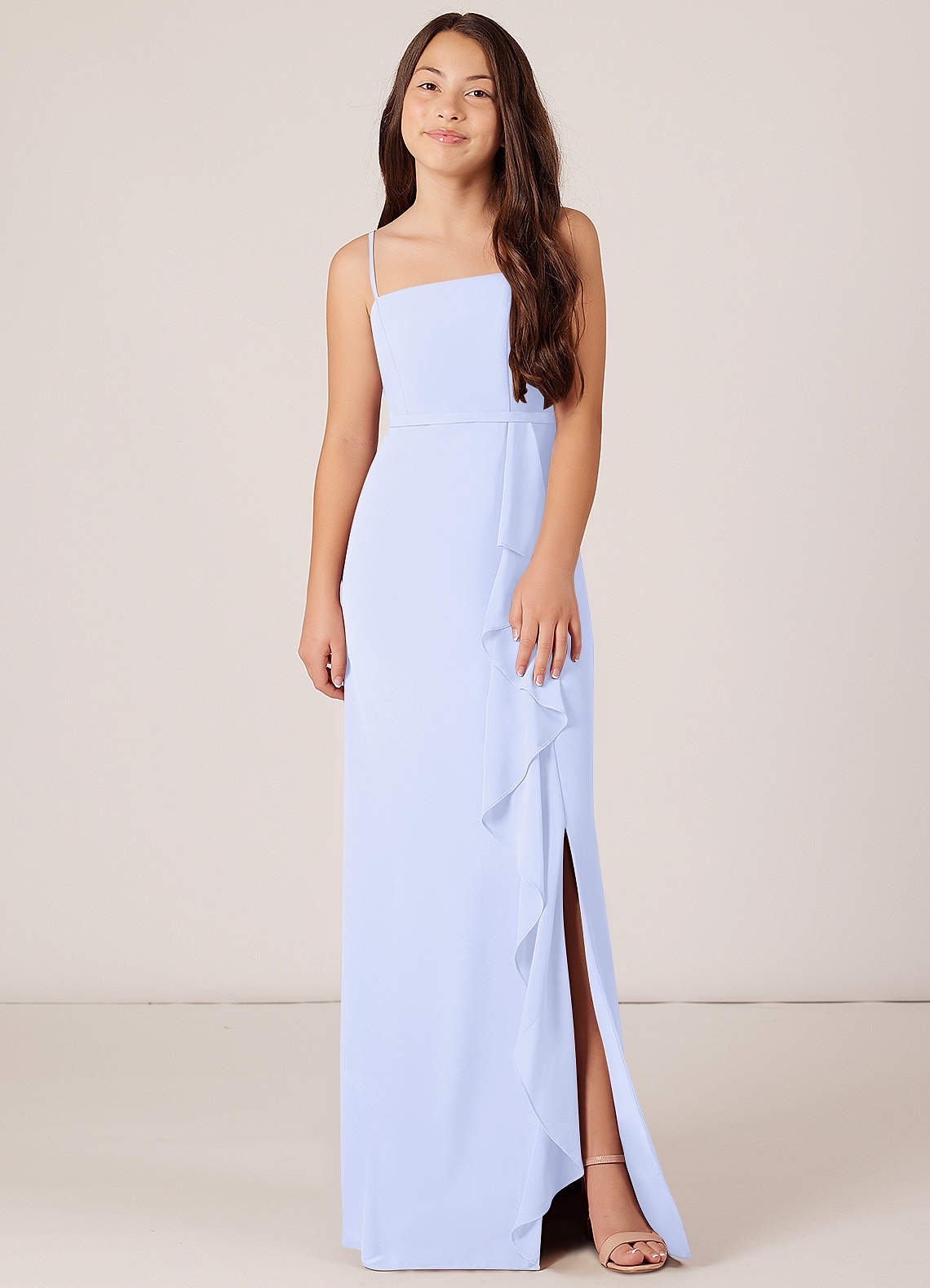 Azazie Kaylee Junior Lavender A-Line with Belt Chiffon Dress image1