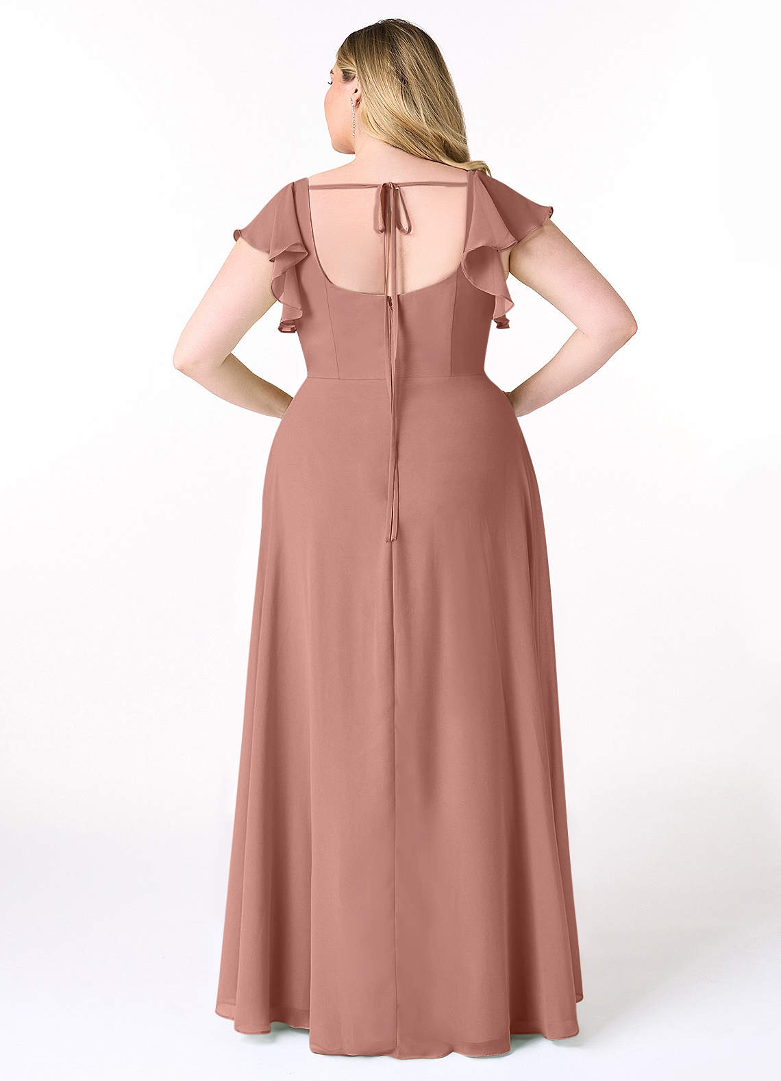 Azazie Bondi Bridesmaid Dresses Cedar Rose A-Line Ruffled Chiffon Dress image7