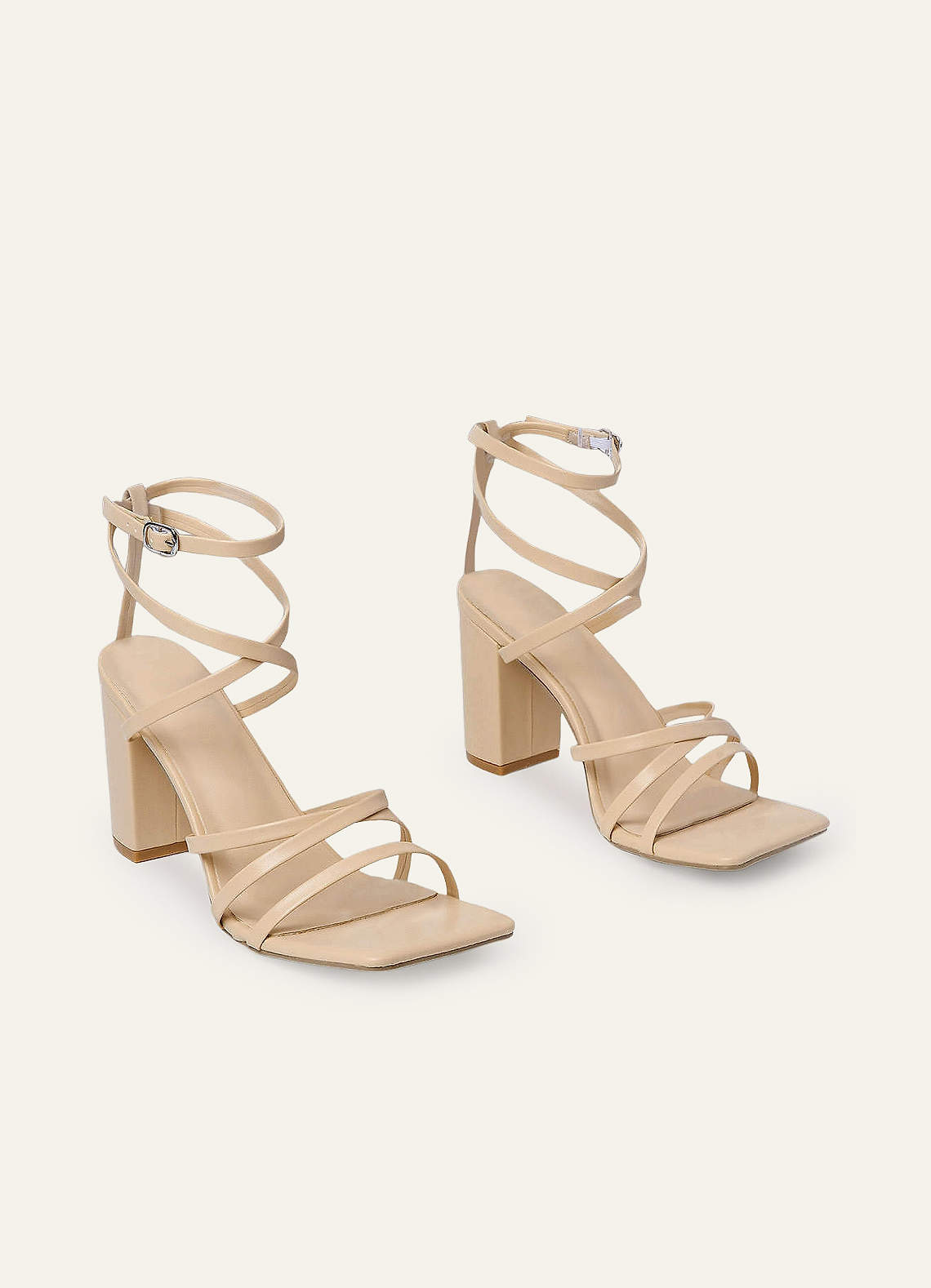 front Cross Strappy Ankle Strap Heels