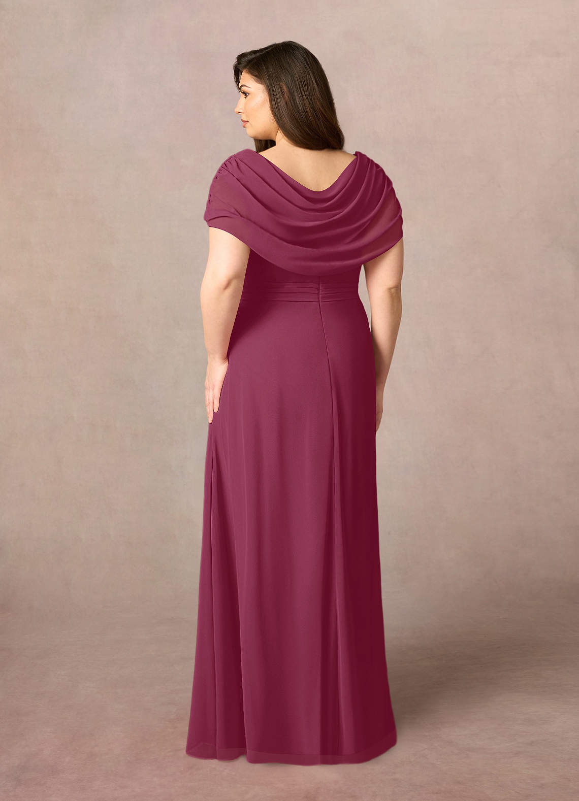 Azazie Mary Mother of the Bride Dresses Mulberry A-Line Side Slit Chiffon Dress image7