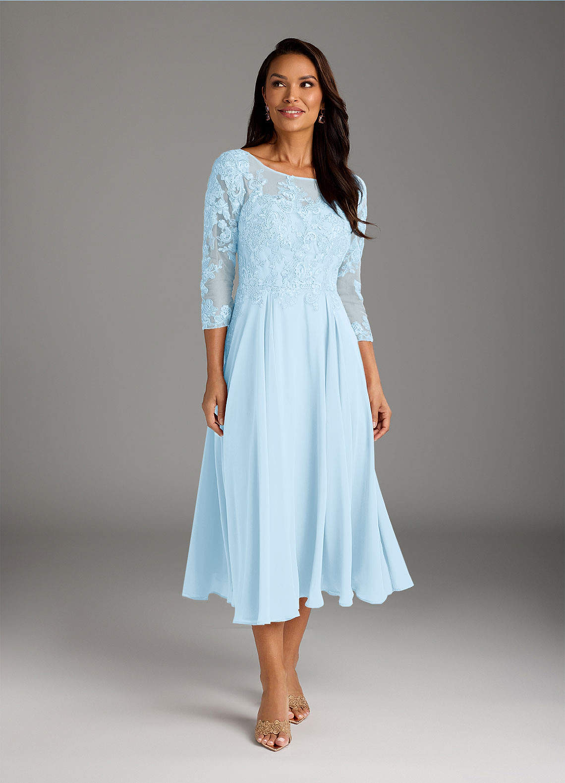 Azazie Marge Mother of the Bride Dresses Sky Blue A-Line Scoop Lace Chiffon Dress image1