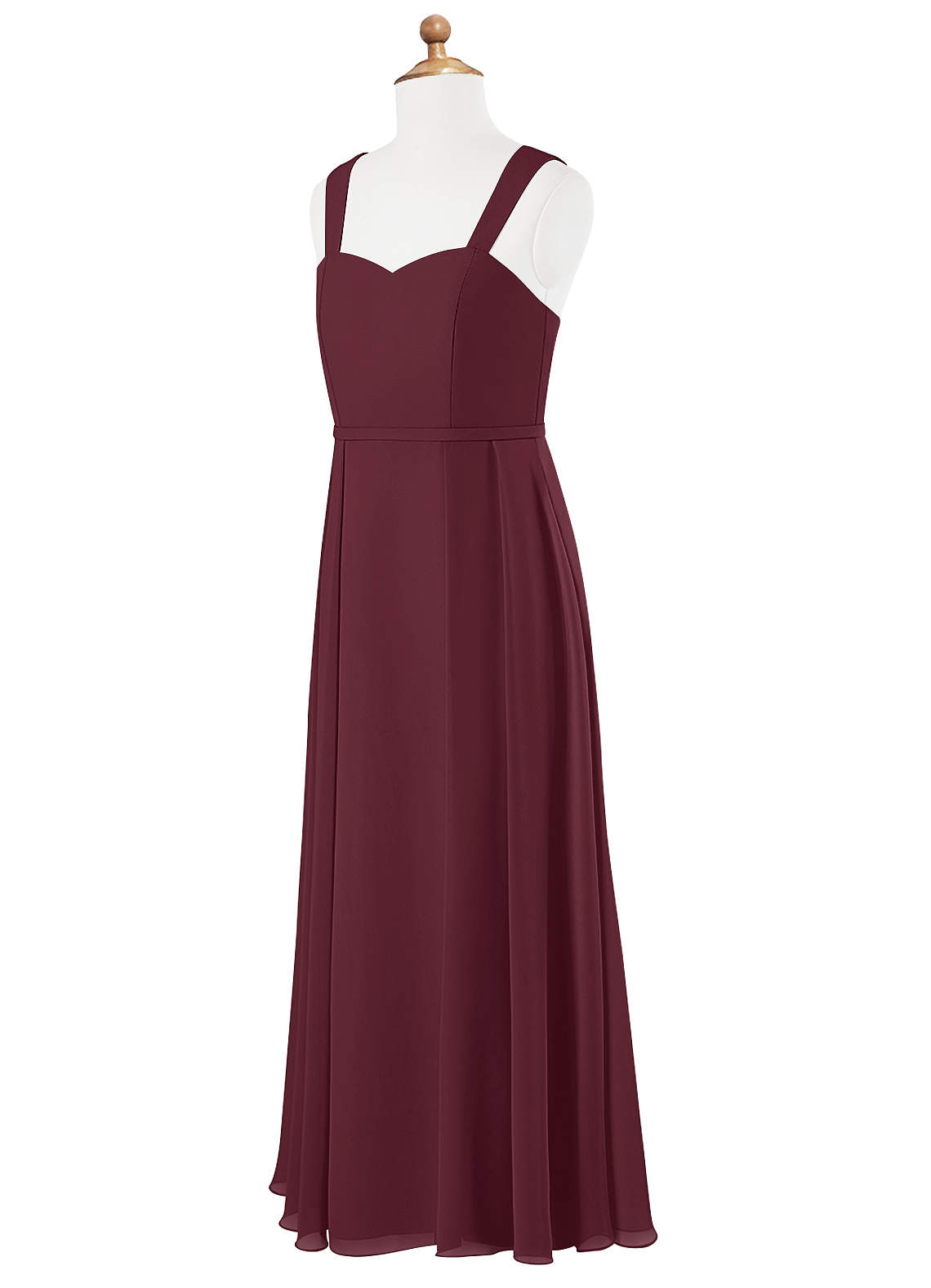 Azazie Simoan Junior Abito A-Line in Chiffon Scollo a Cuore Cabernet image5