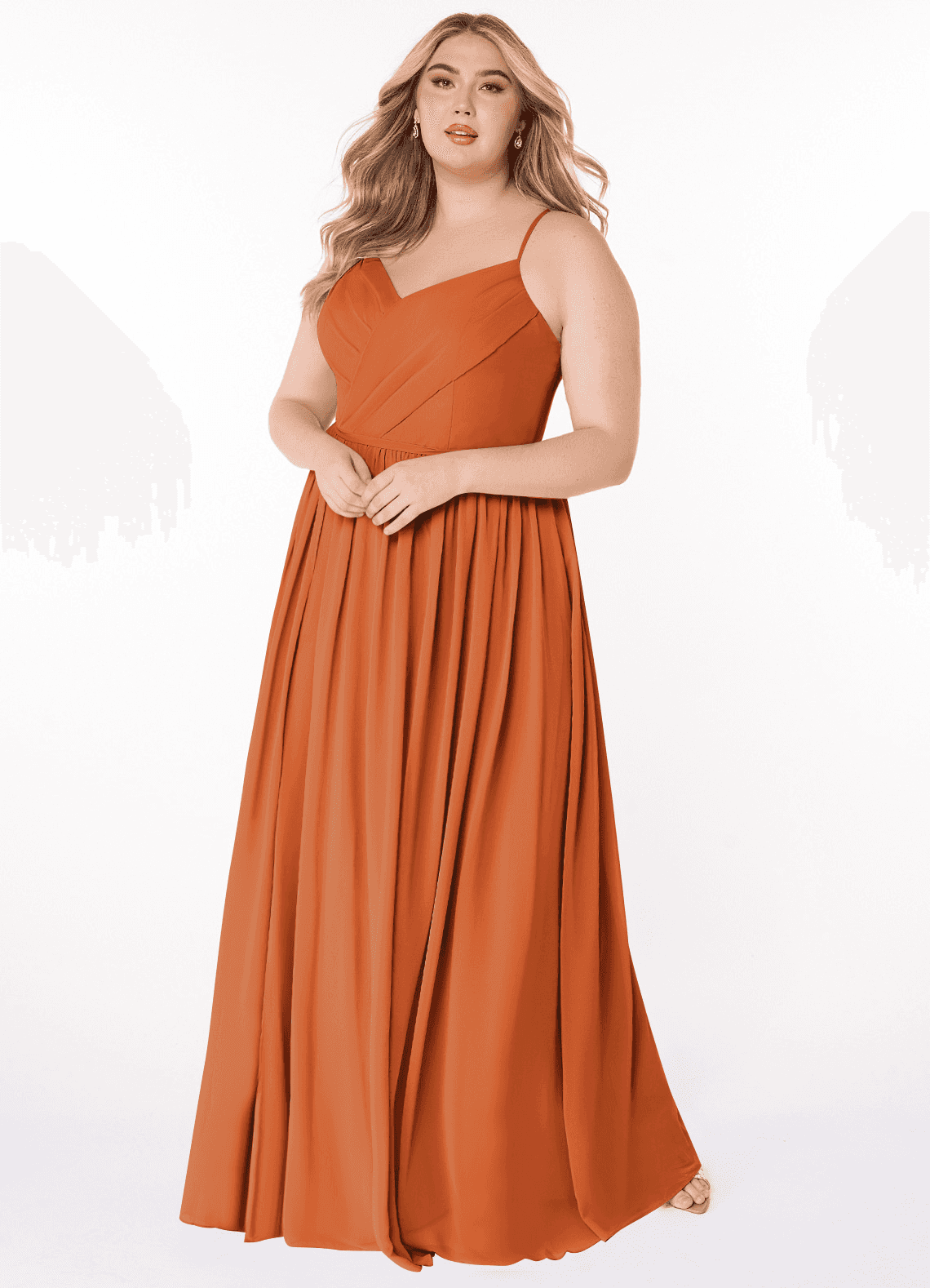Azazie A-Line V-Neck Floor-Length Chiffon Bridesmaid Dresses - cinnamon Azazie A-Line V-Neck Floor-Length Chiffon Bridesmaid Dresses - cinnamon