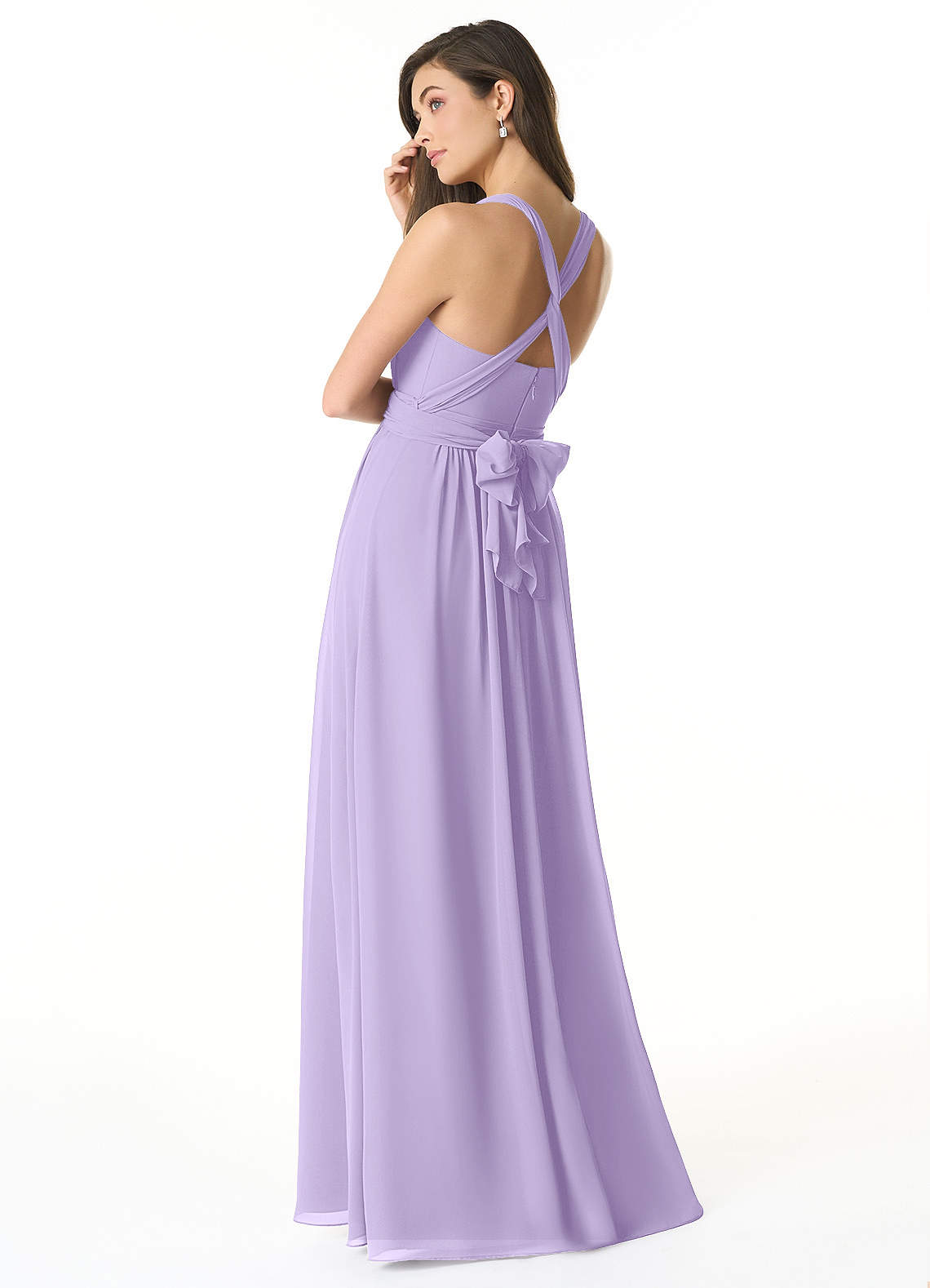 Azazie A-Line Halter Neck Floor-Length Chiffon Bridesmaid Dresses - Lilac