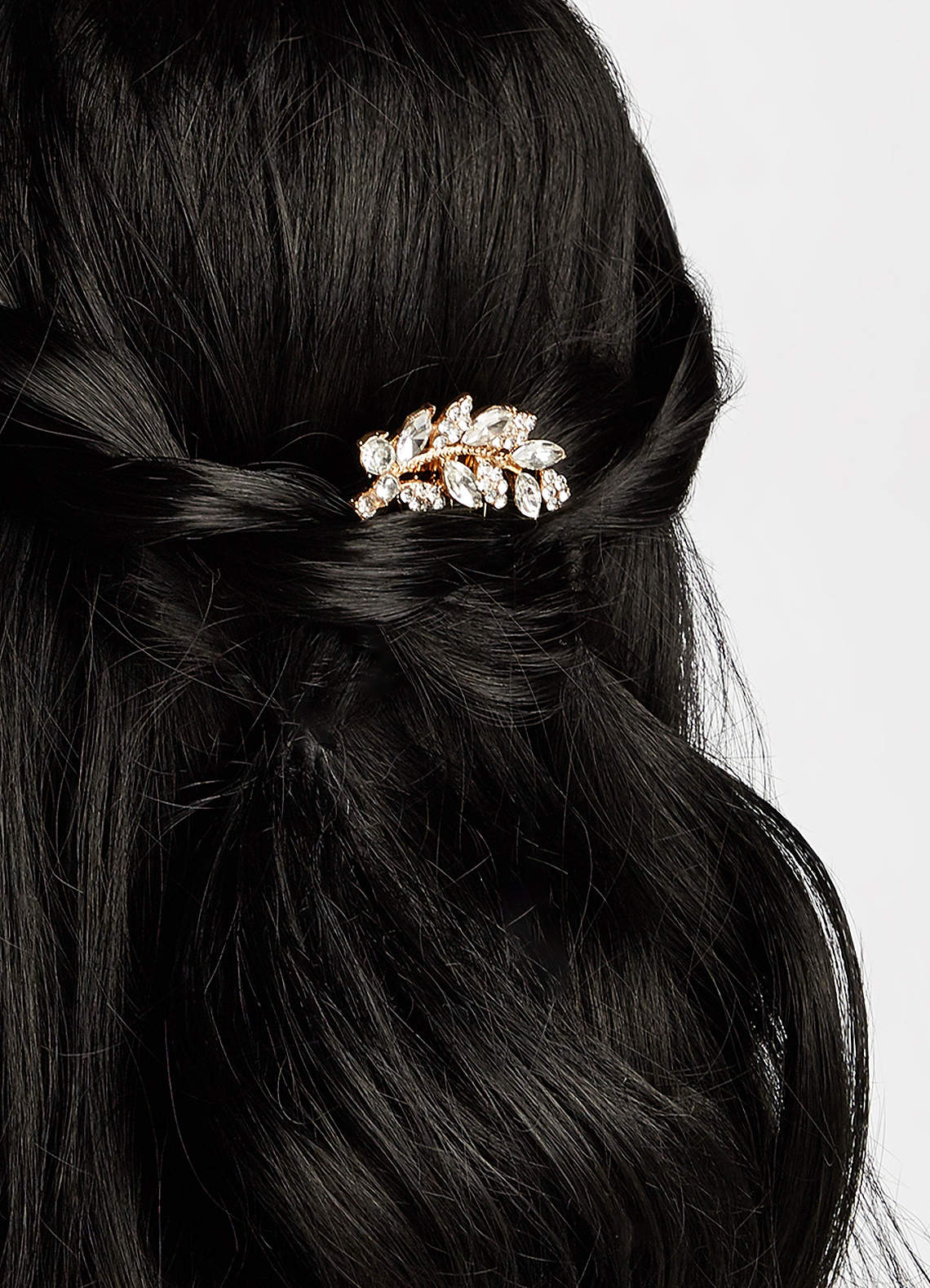 front Rhinestone Alloy Leaves Hair Comb