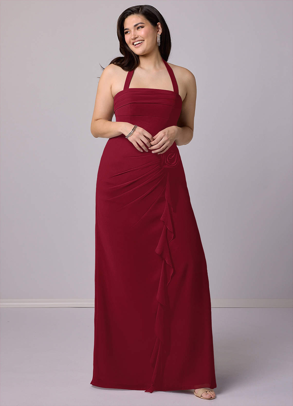 Barbie ♥ Azazie Bridesmaid Dresses Burgundy Sheath Strapless Chiffon Convertible Dress image10