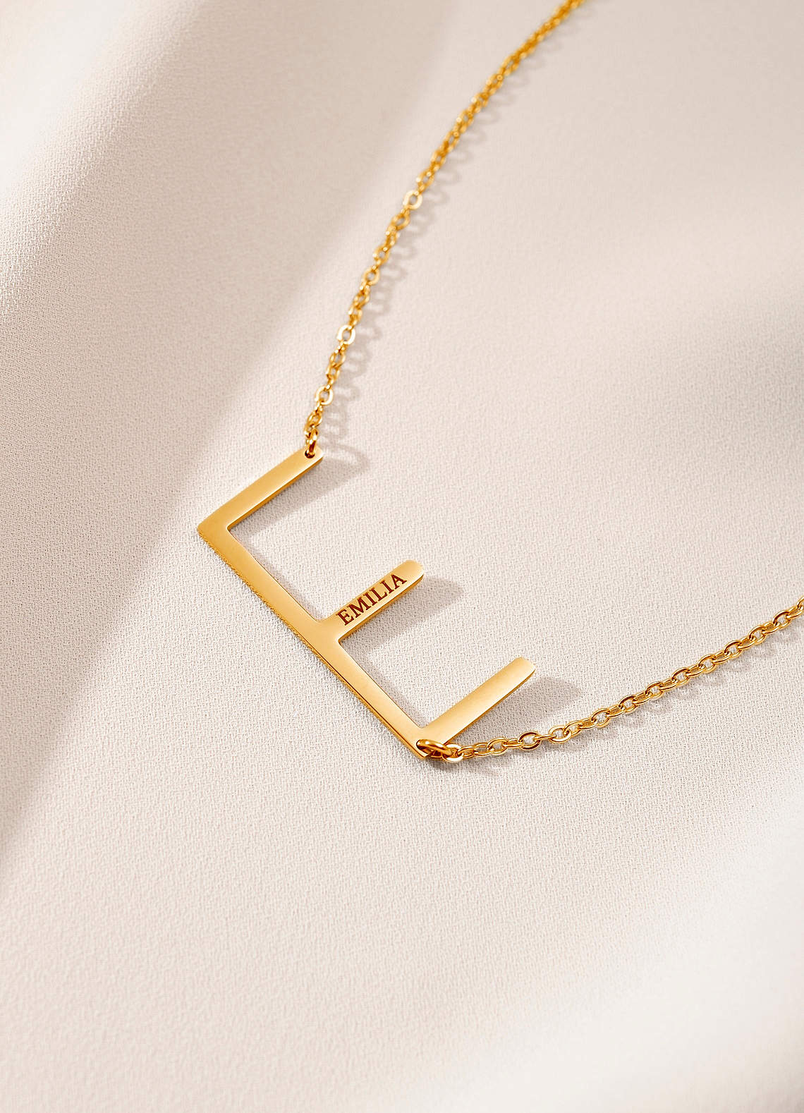 front Custom Name Necklace with Personalized Initial Design