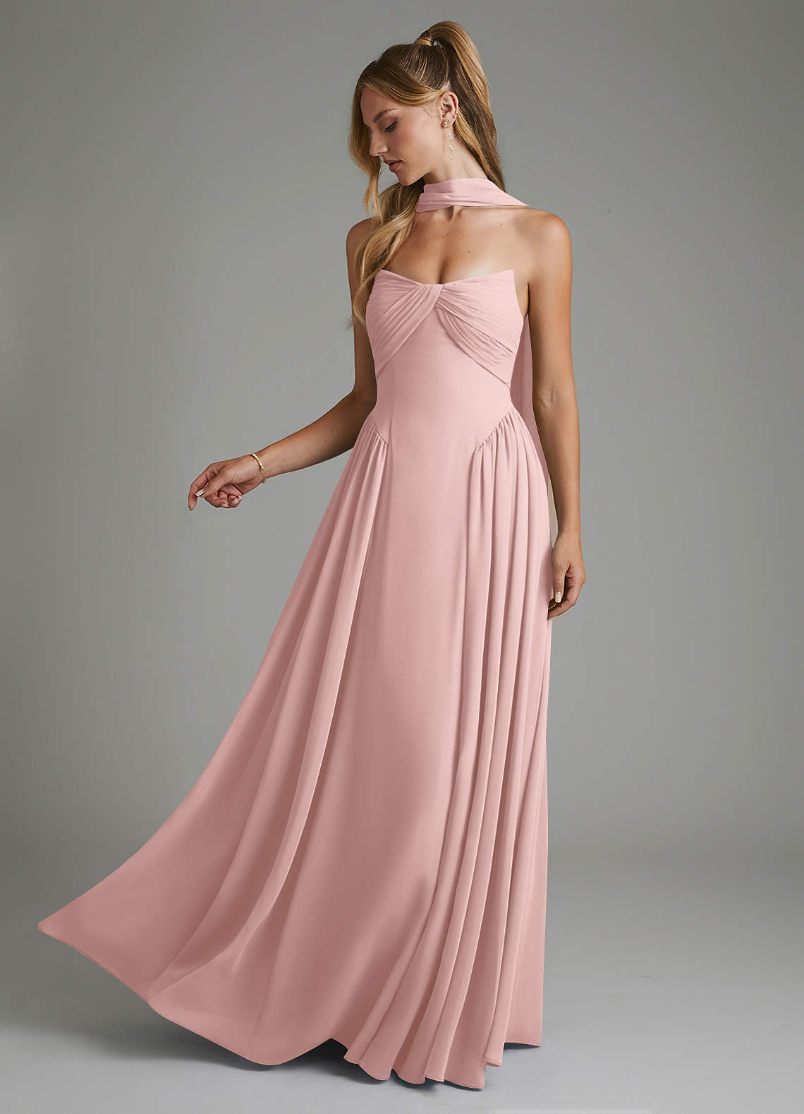 Azazie A-Line Strapless Floor-Length Chiffon Bridesmaid Dresses