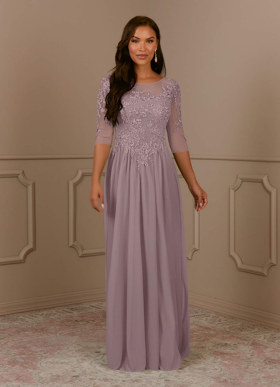 Azazie Harriet Mother of the Bride Dresses Dusk A-Line Scoop lace Mesh Dress image1