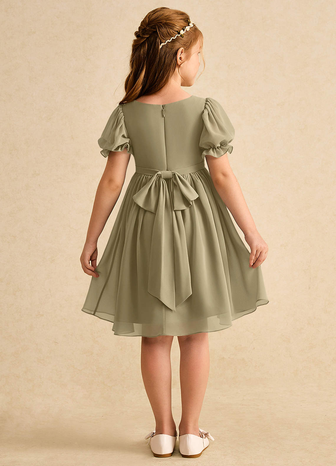 green chiffon dress knee length Sage Green Chiffon V-Neck Bridesmaid Dress A-Line Knee-Length