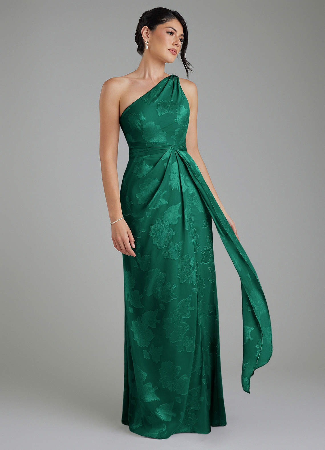 emerald floral bridesmaid dress Azazie Apryl Marcelle Lace-trimmed Silk-satin Midi Antique Gold Lace Crochet Size:49.5EU allowing for unique customization
