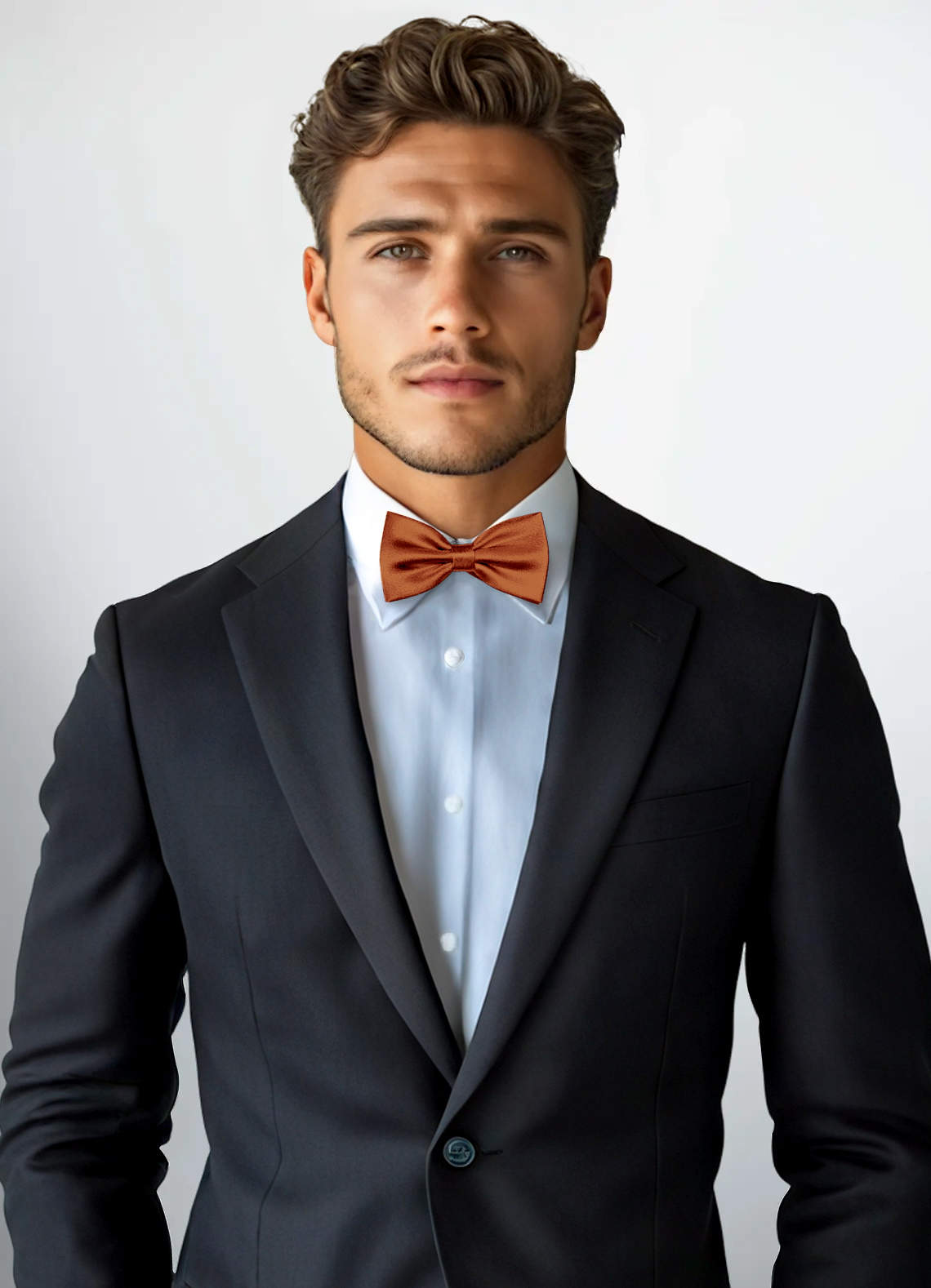 front Adjustable Metallic Satin Pre-Tied Bow Tie